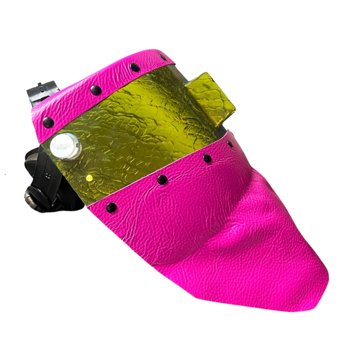 Candy Corn Silk Carbon Fiber Chopped Top & Bottom Leather Welding Hood - Image 10