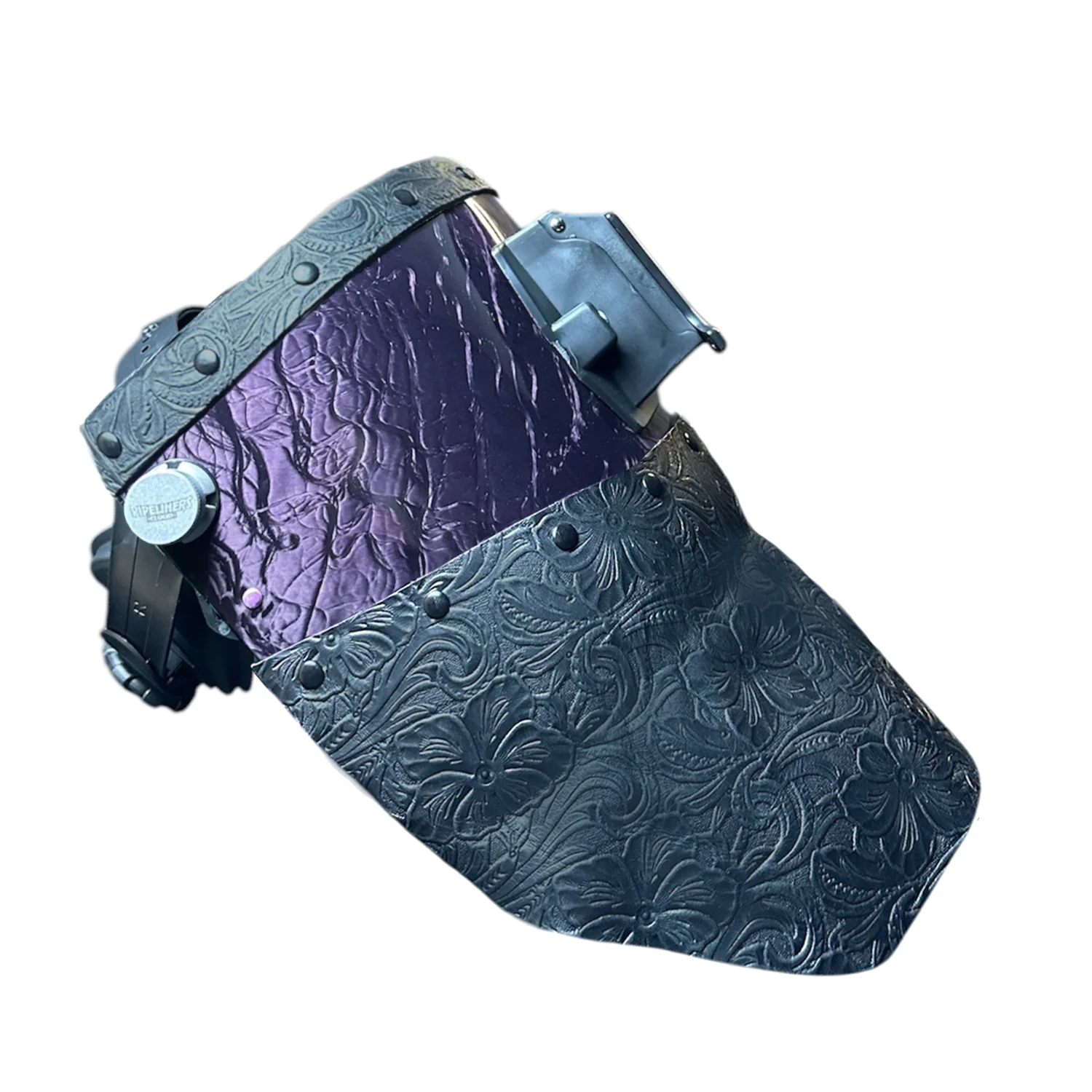 Candy Corn Silk Carbon Fiber Chopped Top & Bottom Leather Welding Hood - Image 11