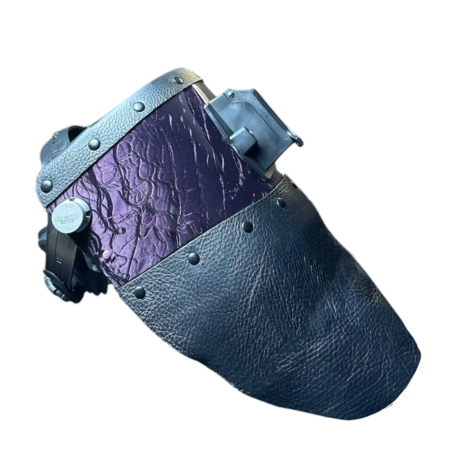 Candy Corn Silk Carbon Fiber Chopped Top & Bottom Leather Welding Hood - Image 13