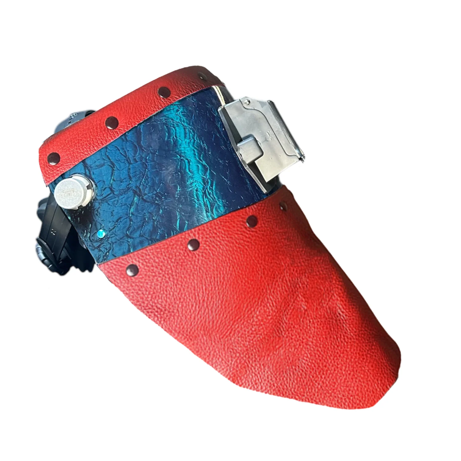 Candy Corn Silk Carbon Fiber Chopped Top & Bottom Leather Welding Hood - Image 17