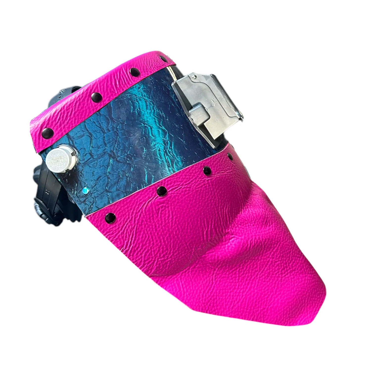 Candy Corn Silk Carbon Fiber Chopped Top & Bottom Leather Welding Hood - Image 18