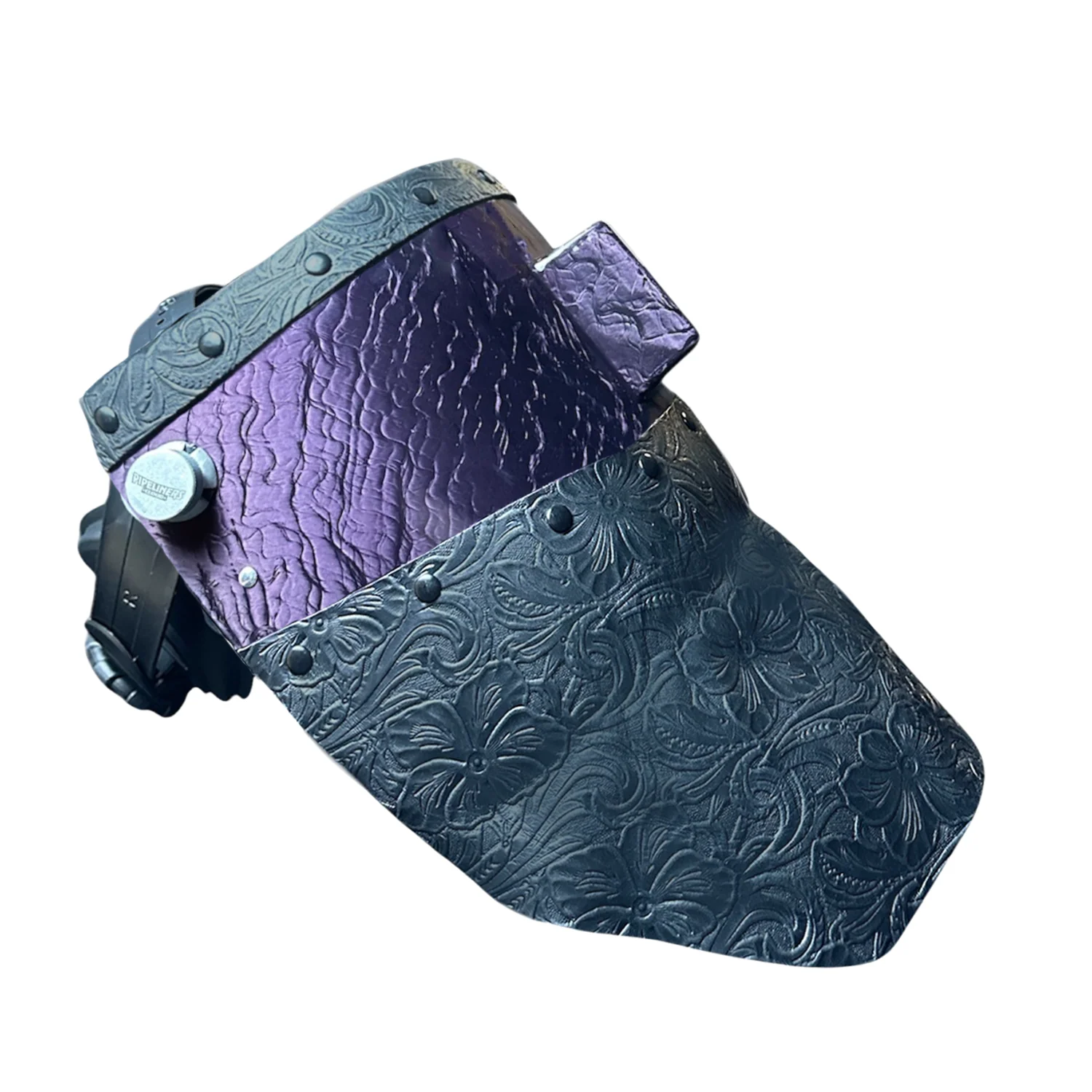 Candy Corn Silk Carbon Fiber Chopped Top & Bottom Leather Welding Hood - Image 30