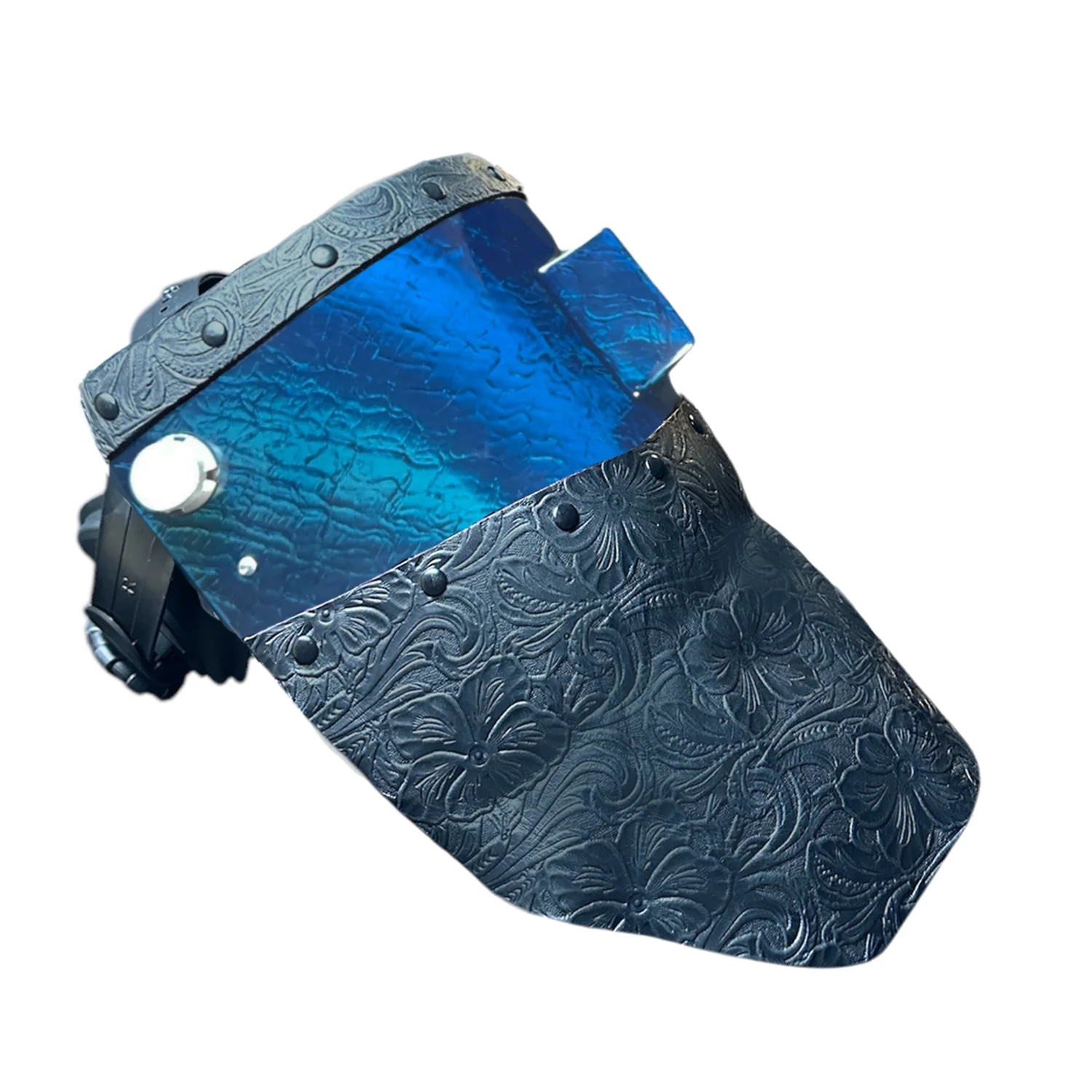 Candy Corn Silk Carbon Fiber Chopped Top & Bottom Leather Welding Hood - Image 35