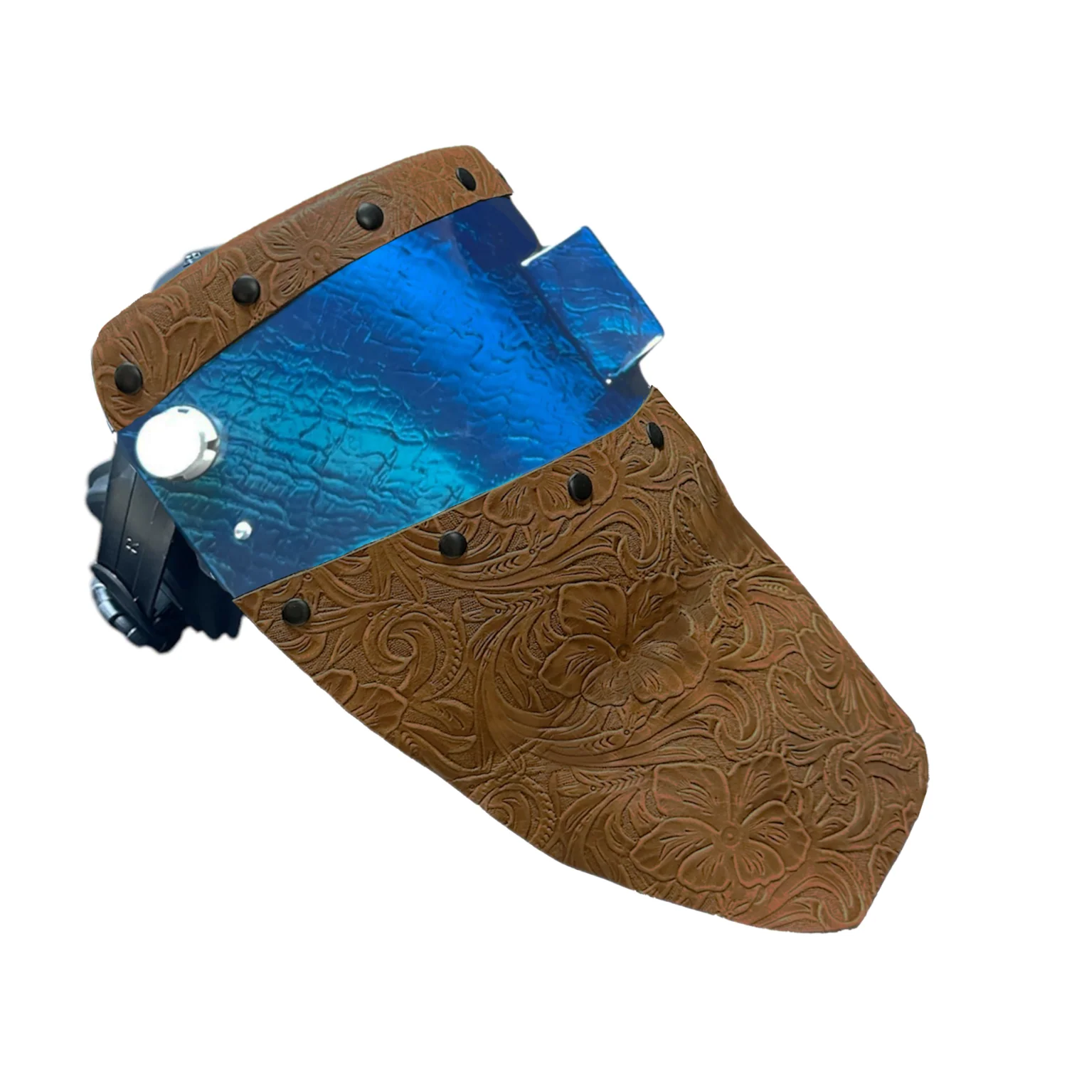 Candy Corn Silk Carbon Fiber Chopped Top & Bottom Leather Welding Hood - Image 36