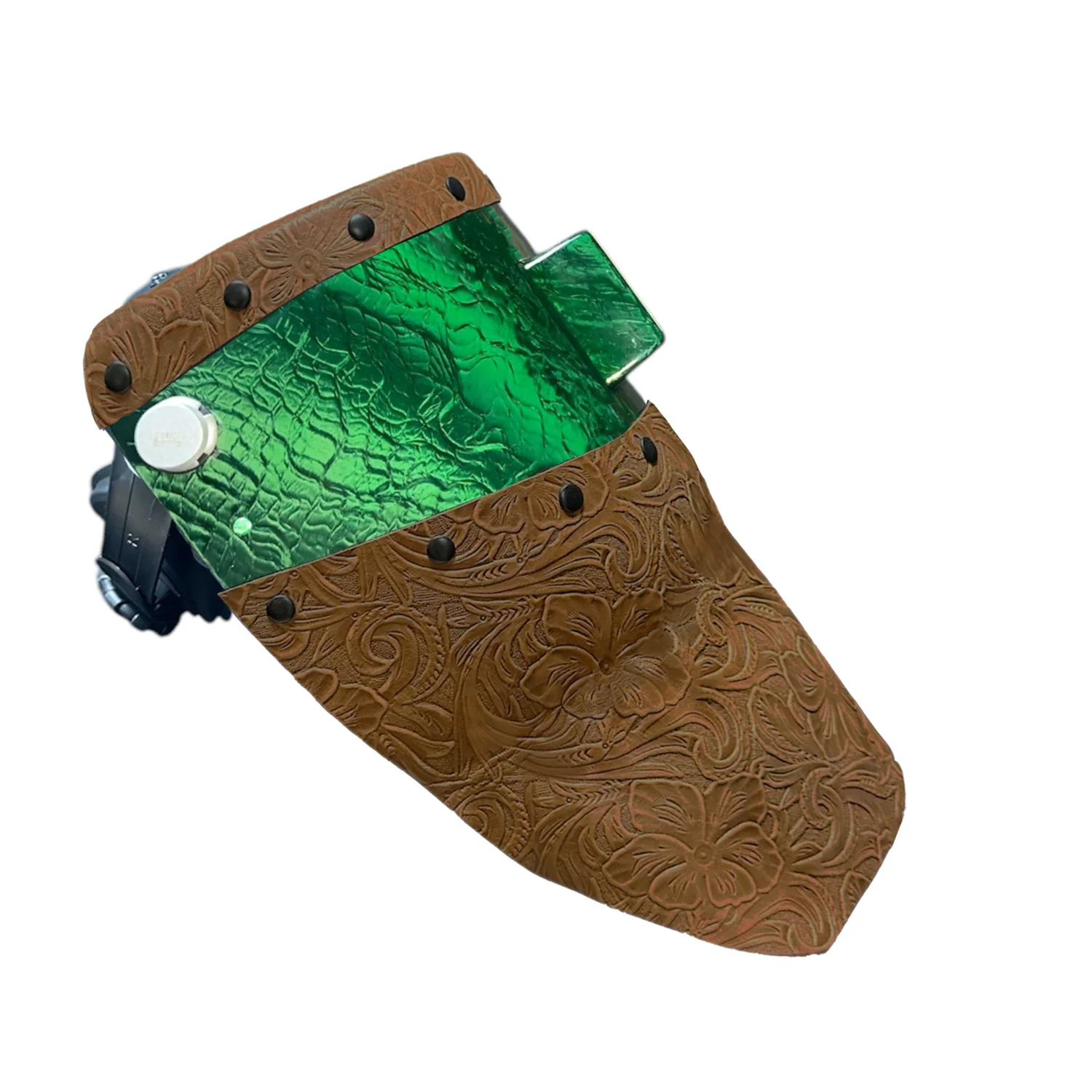 Candy Corn Silk Carbon Fiber Chopped Top & Bottom Leather Welding Hood - Image 41