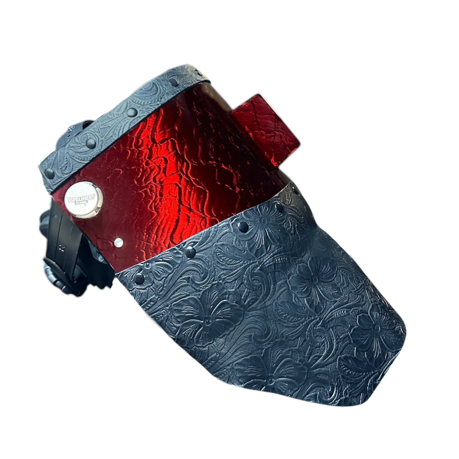 Candy Corn Silk Carbon Fiber Chopped Top & Bottom Leather Welding Hood - Image 44