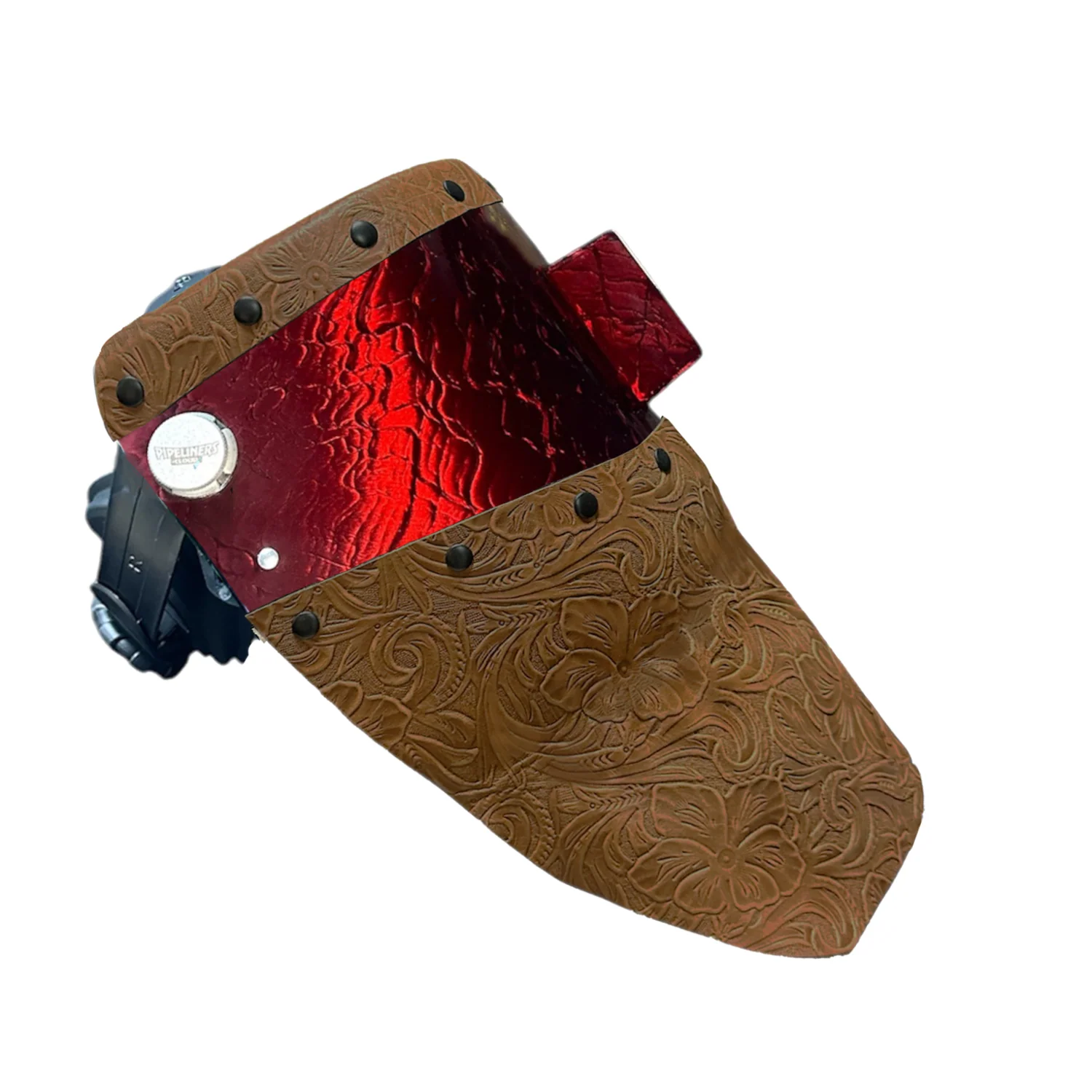 Candy Corn Silk Carbon Fiber Chopped Top & Bottom Leather Welding Hood - Image 45