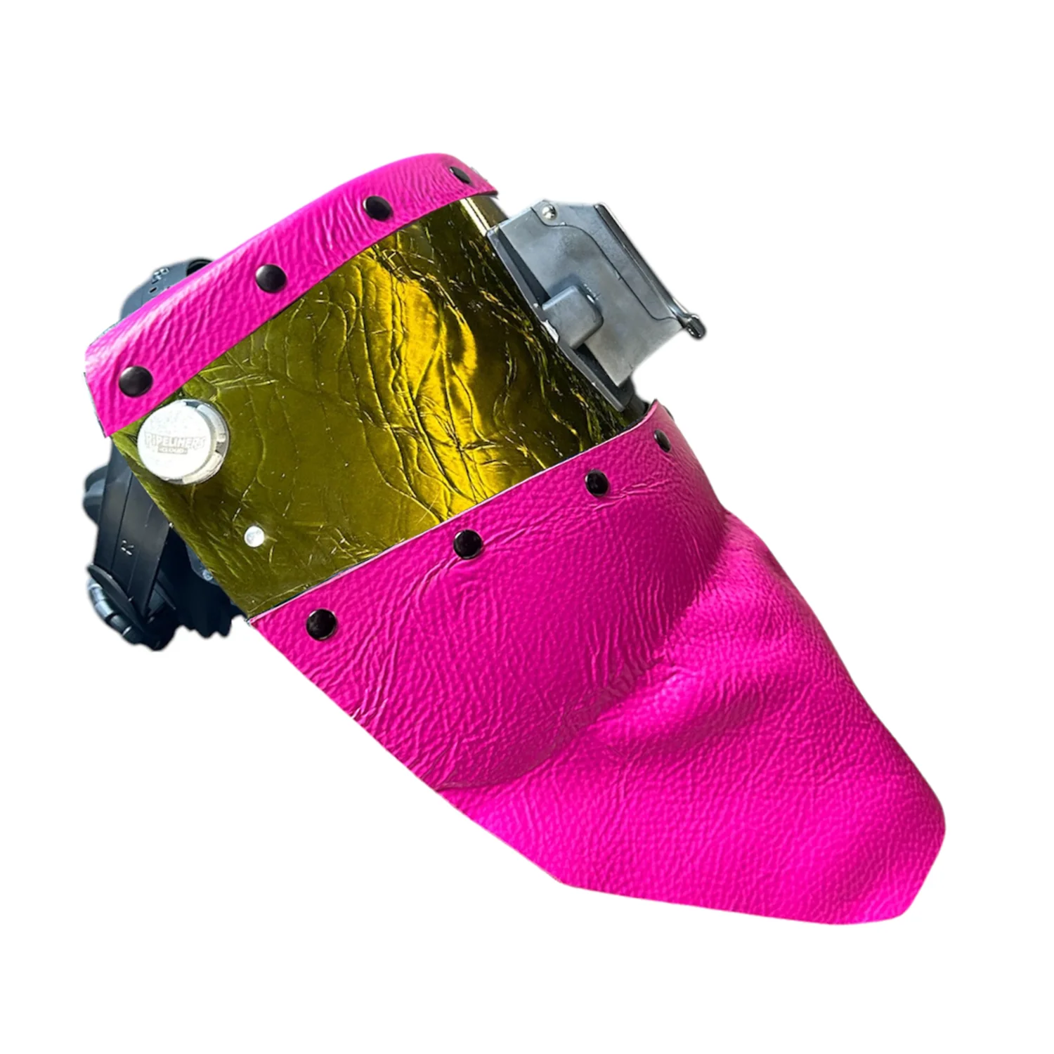 Candy Corn Silk Carbon Fiber Chopped Top & Bottom Leather Welding Hood - Image 5