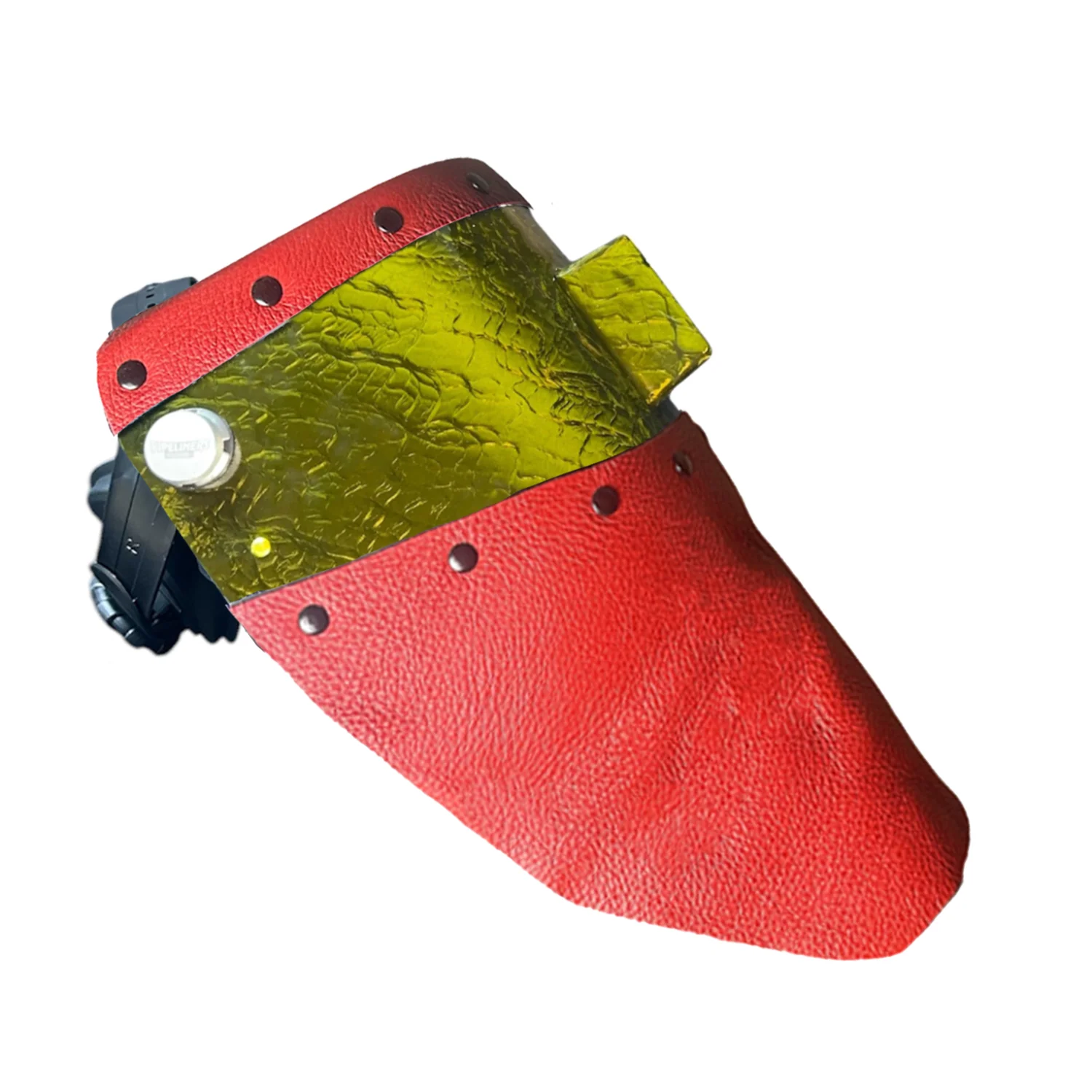 Candy Corn Silk Carbon Fiber Chopped Top & Bottom Leather Welding Hood - Image 9