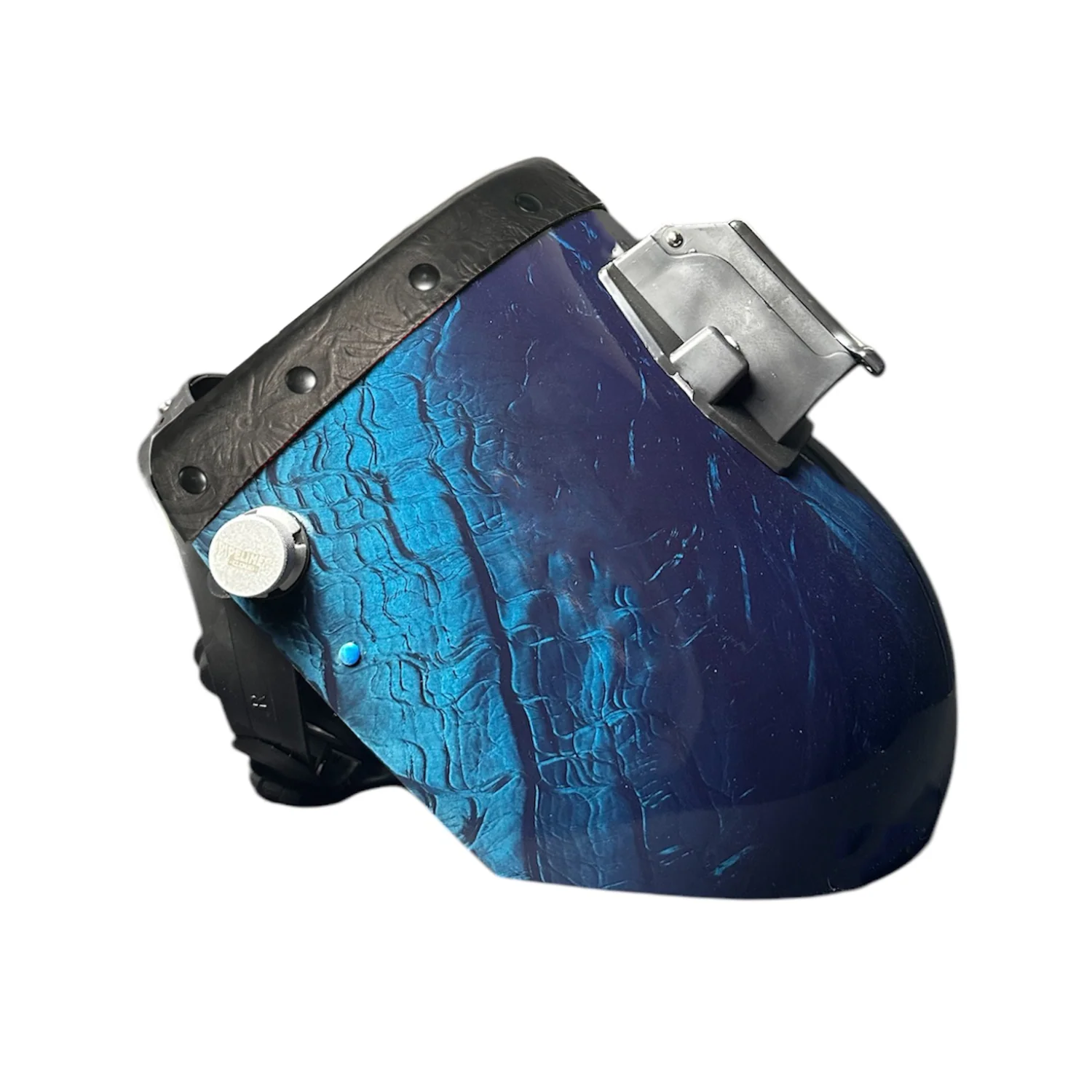 Candy Corn Silk Carbon Fiber Chopped Top Leather Welding Hood - Image 10