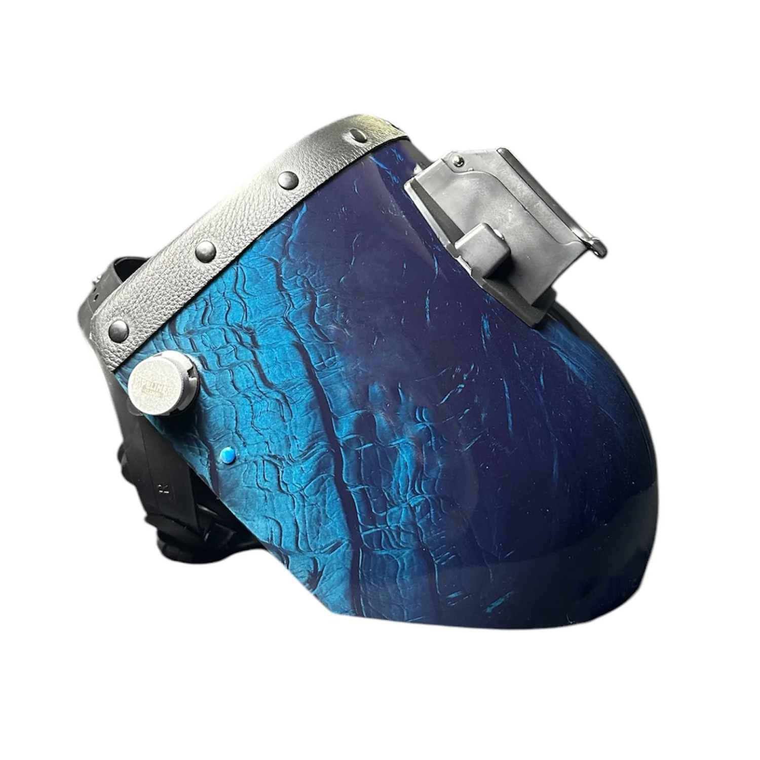 Candy Corn Silk Carbon Fiber Chopped Top Leather Welding Hood - Image 11