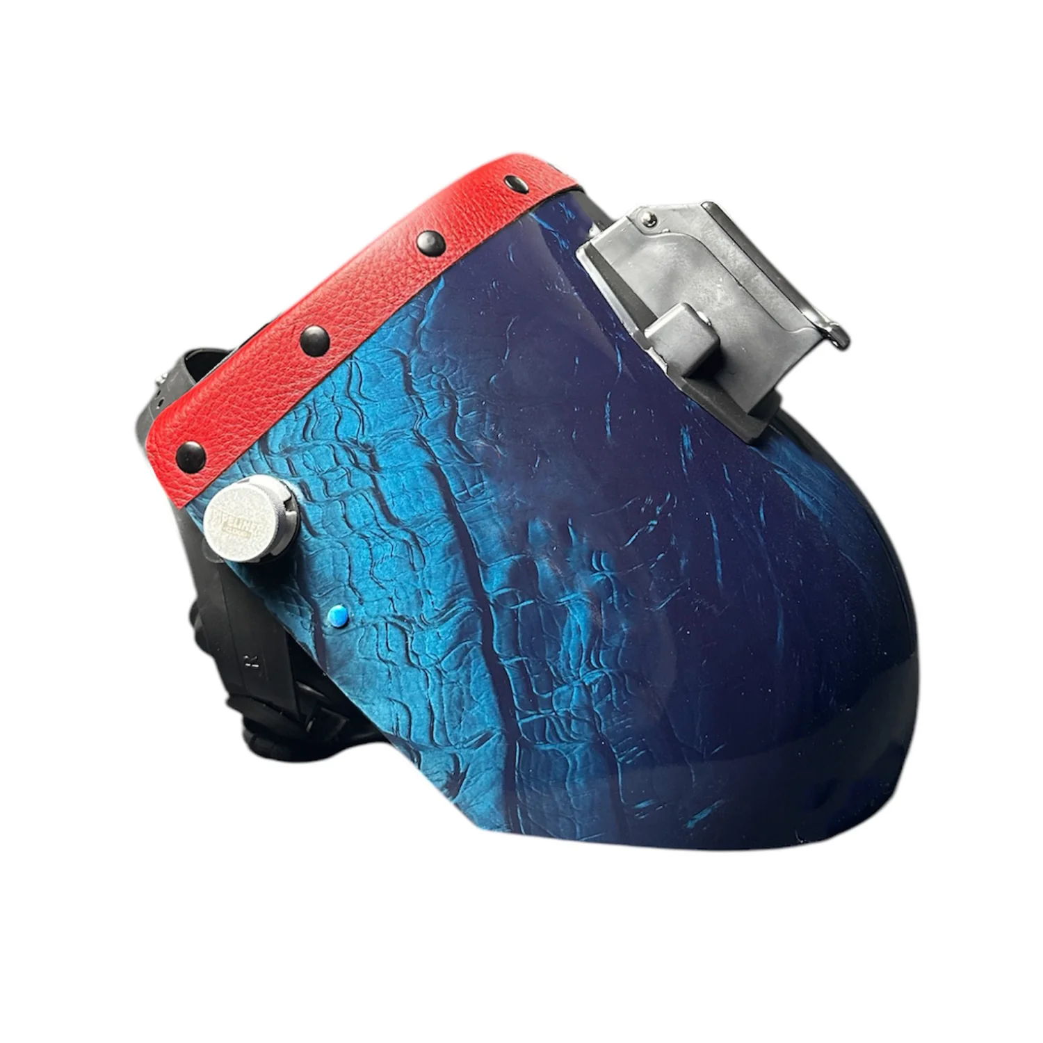 Candy Corn Silk Carbon Fiber Chopped Top Leather Welding Hood - Image 12