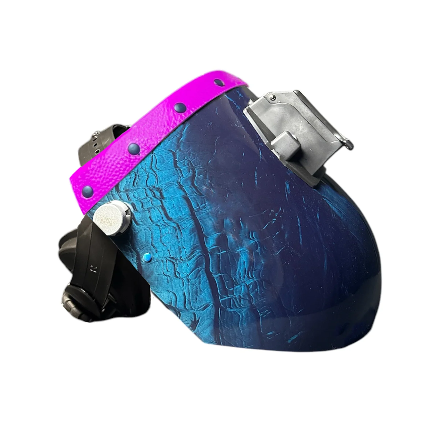 Candy Corn Silk Carbon Fiber Chopped Top Leather Welding Hood - Image 13