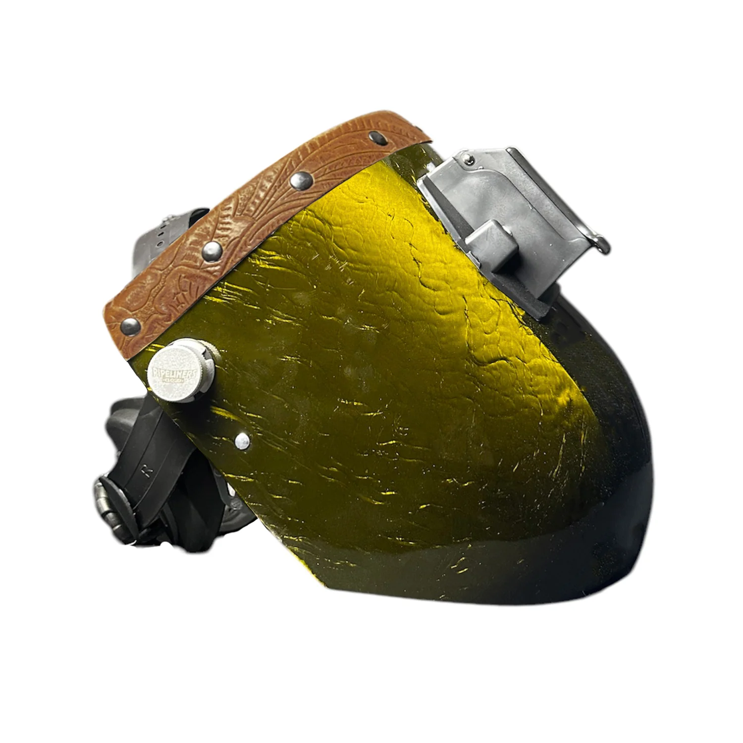 Candy Corn Silk Carbon Fiber Chopped Top Leather Welding Hood - Image 19