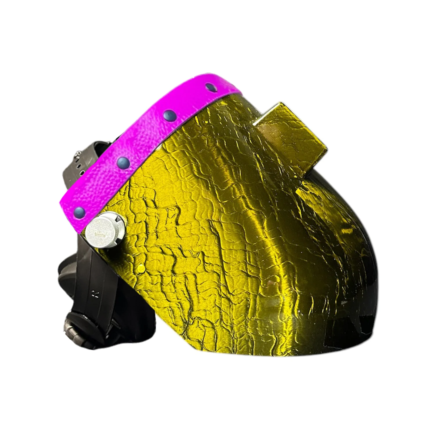 Candy Corn Silk Carbon Fiber Chopped Top Leather Welding Hood - Image 24