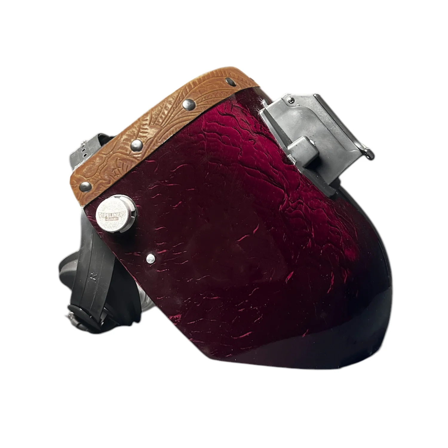 Candy Corn Silk Carbon Fiber Chopped Top Leather Welding Hood - Image 26