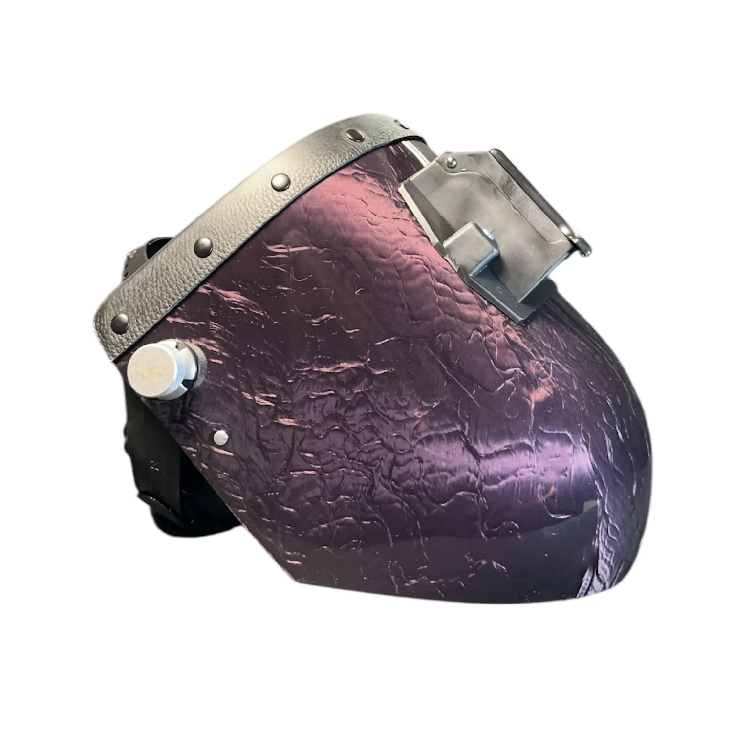 Candy Corn Silk Carbon Fiber Chopped Top Leather Welding Hood - Image 3