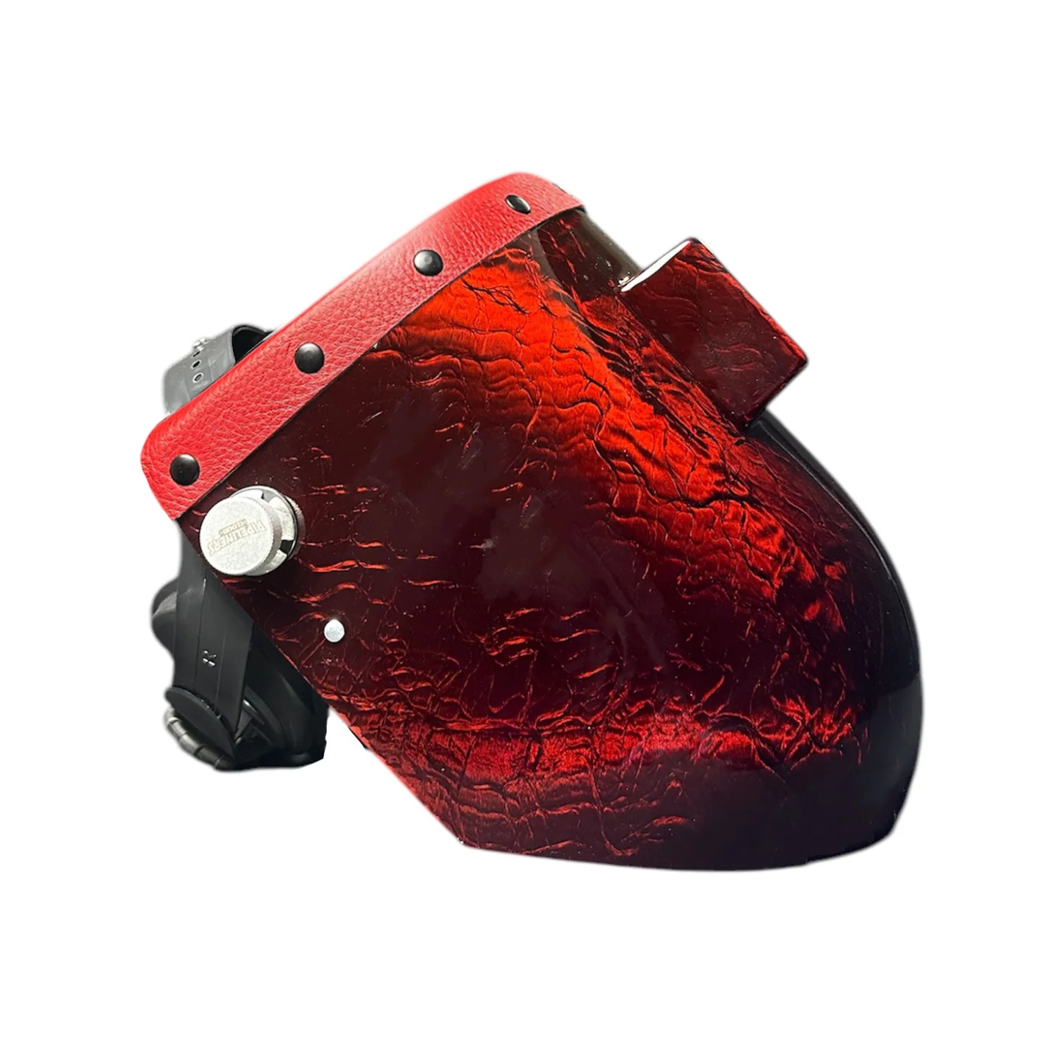 Candy Corn Silk Carbon Fiber Chopped Top Leather Welding Hood - Image 33