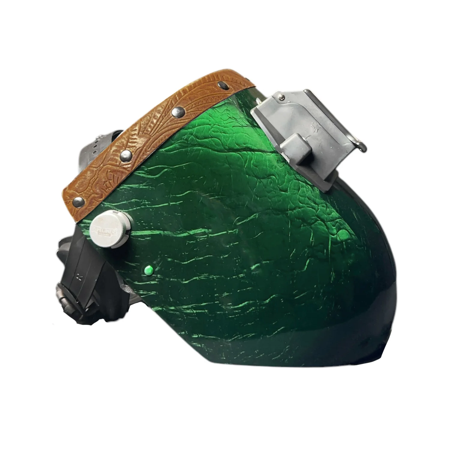 Candy Corn Silk Carbon Fiber Chopped Top Leather Welding Hood - Image 35