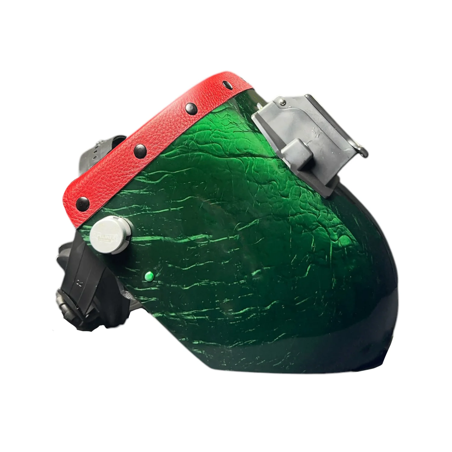 Candy Corn Silk Carbon Fiber Chopped Top Leather Welding Hood - Image 37