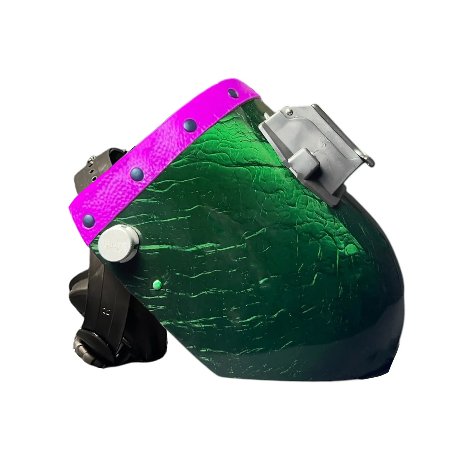 Candy Corn Silk Carbon Fiber Chopped Top Leather Welding Hood - Image 38