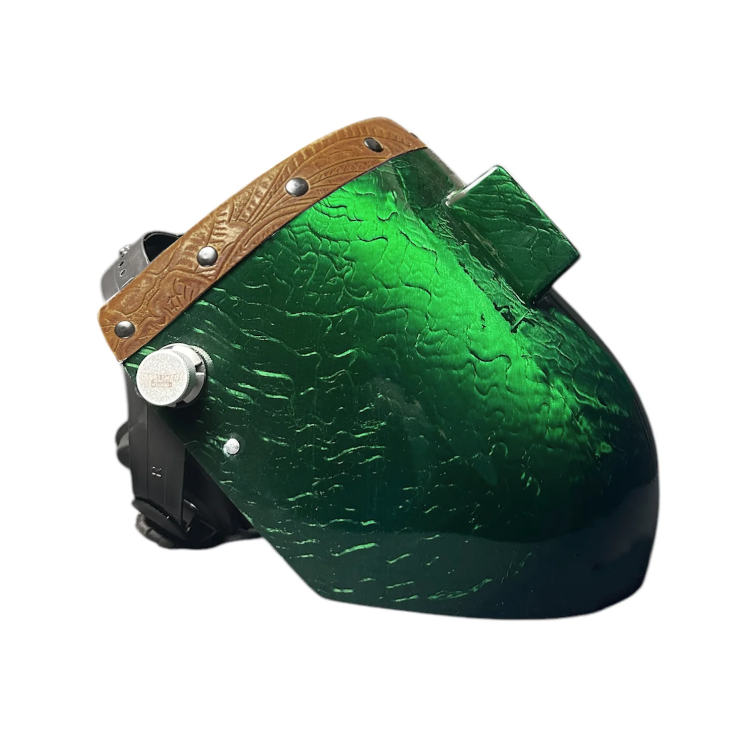 Candy Corn Silk Carbon Fiber Chopped Top Leather Welding Hood - Image 39