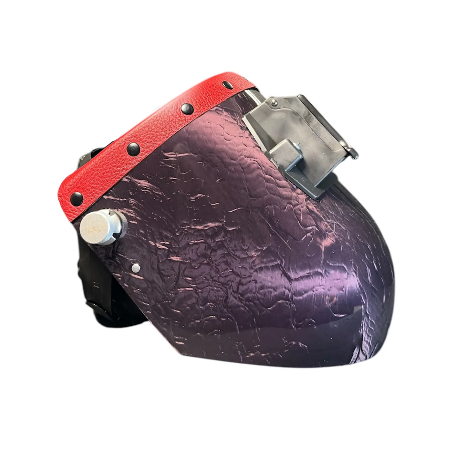 Candy Corn Silk Carbon Fiber Chopped Top Leather Welding Hood - Image 4