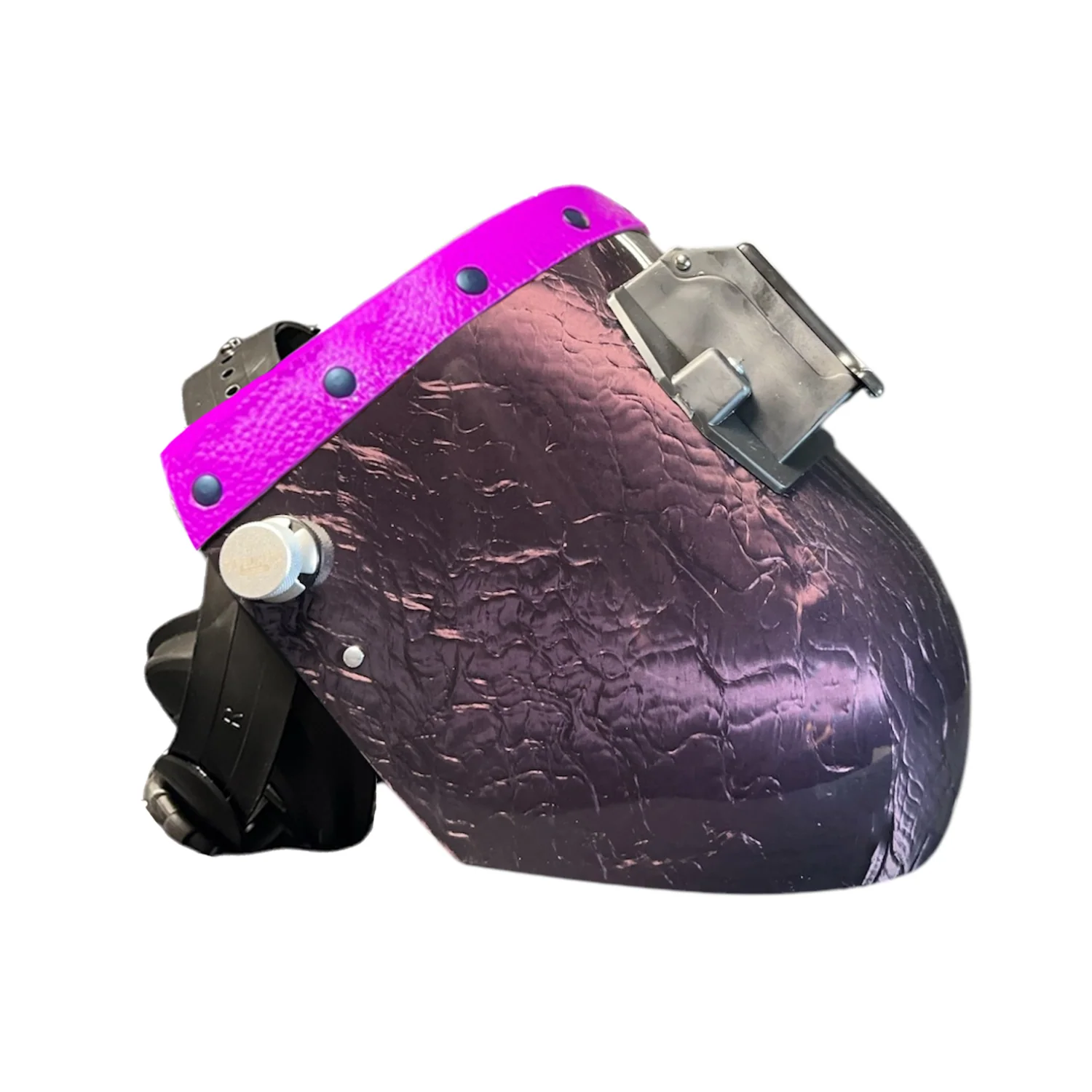 Candy Corn Silk Carbon Fiber Chopped Top Leather Welding Hood - Image 5