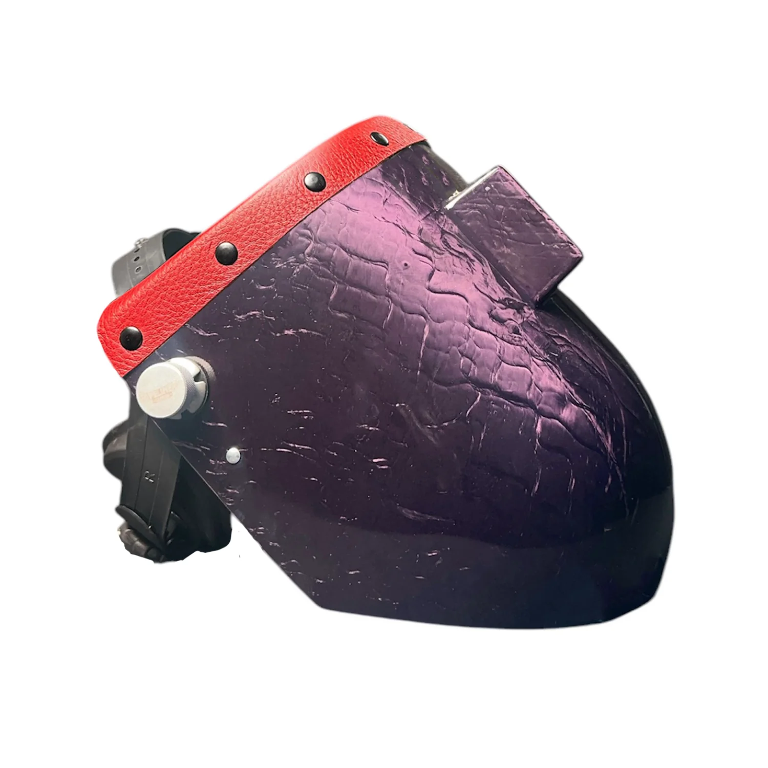 Candy Corn Silk Carbon Fiber Chopped Top Leather Welding Hood - Image 8