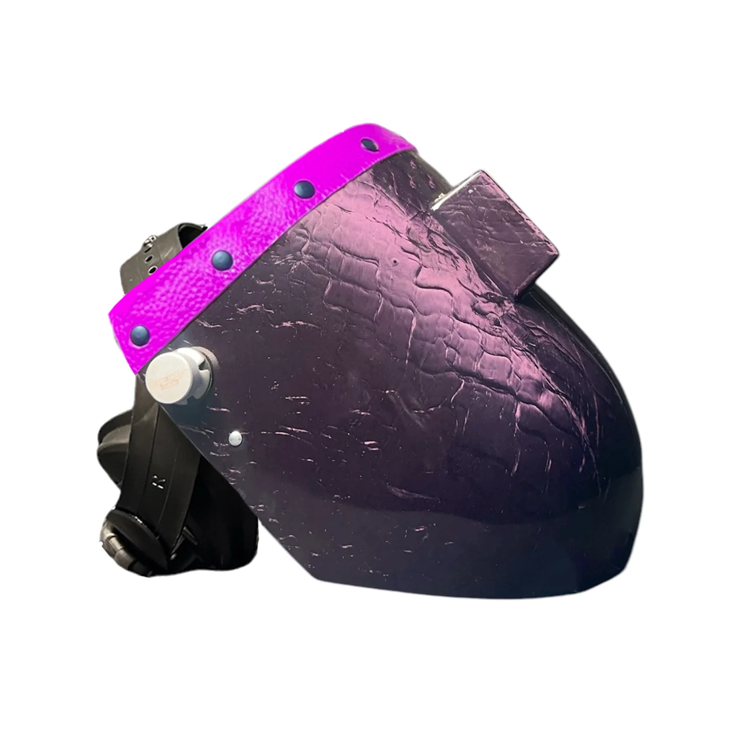 Candy Corn Silk Carbon Fiber Chopped Top Leather Welding Hood - Image 9