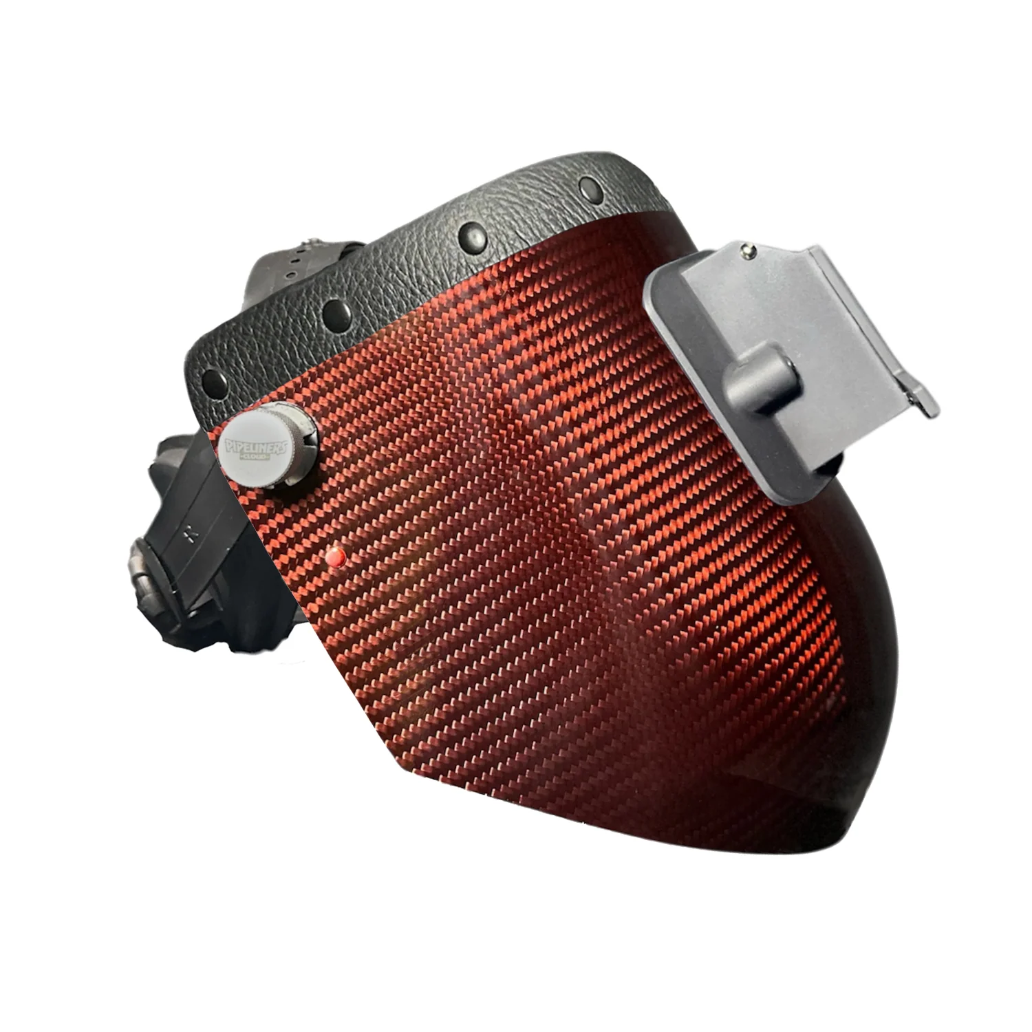 Candy Carbon Fiber Chopped Top Leather Welding Hood - Image 11