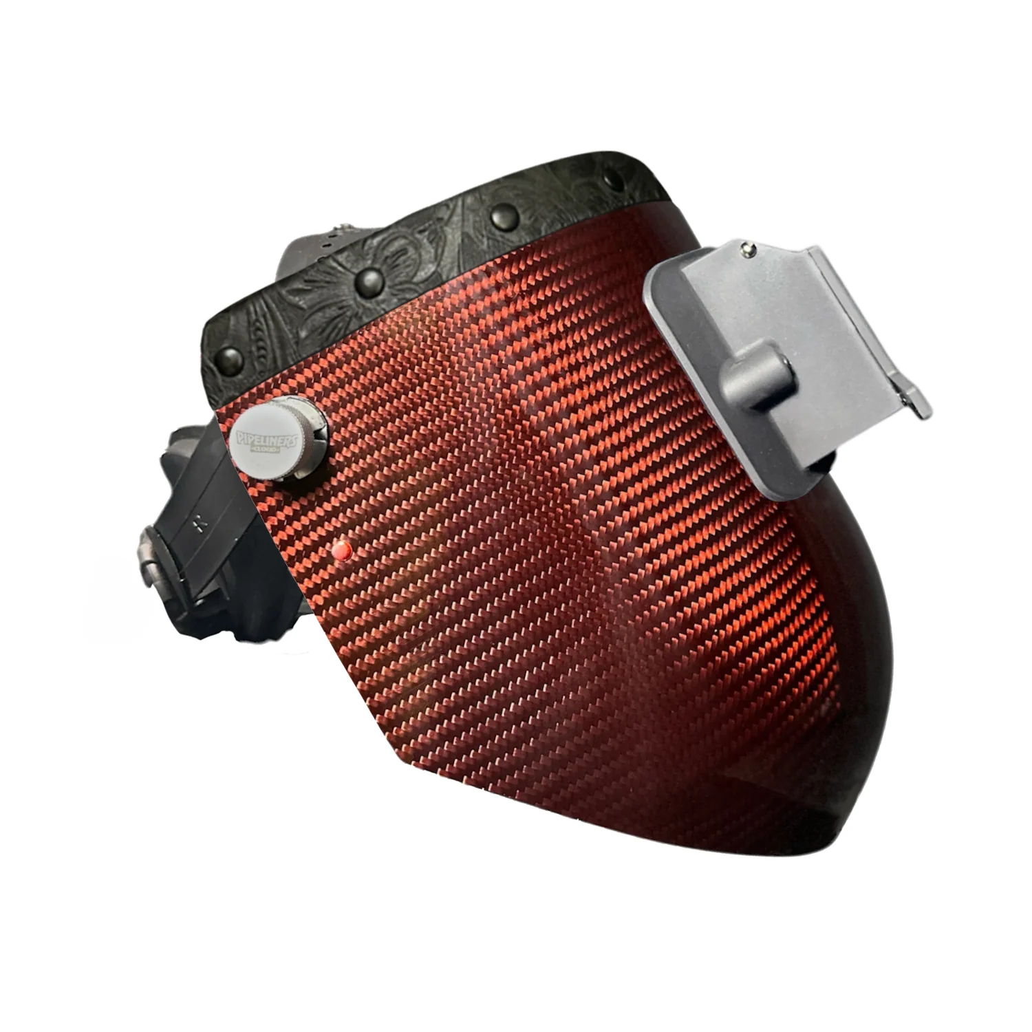 Candy Carbon Fiber Chopped Top Leather Welding Hood - Image 12