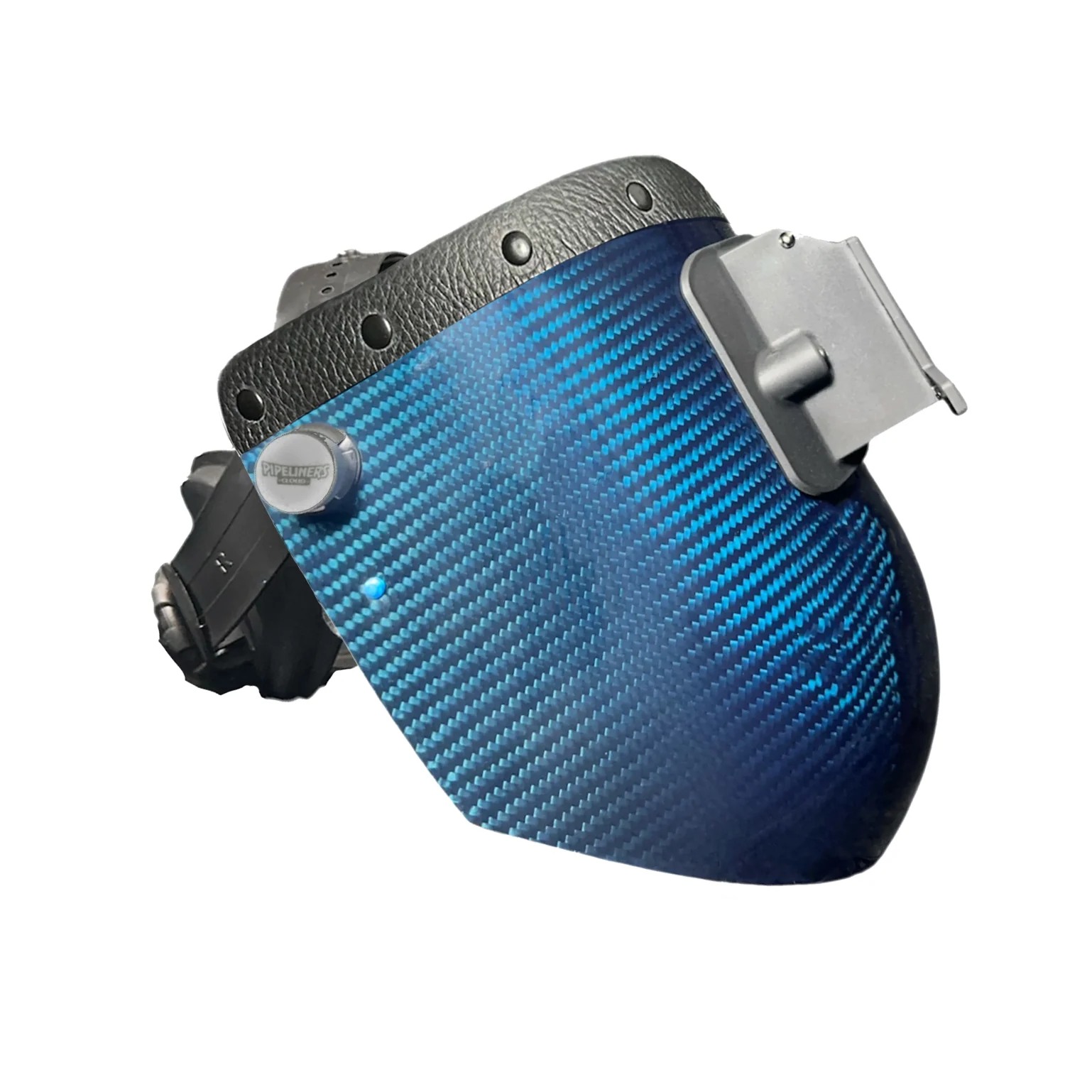 Candy Carbon Fiber Chopped Top Leather Welding Hood - Image 14