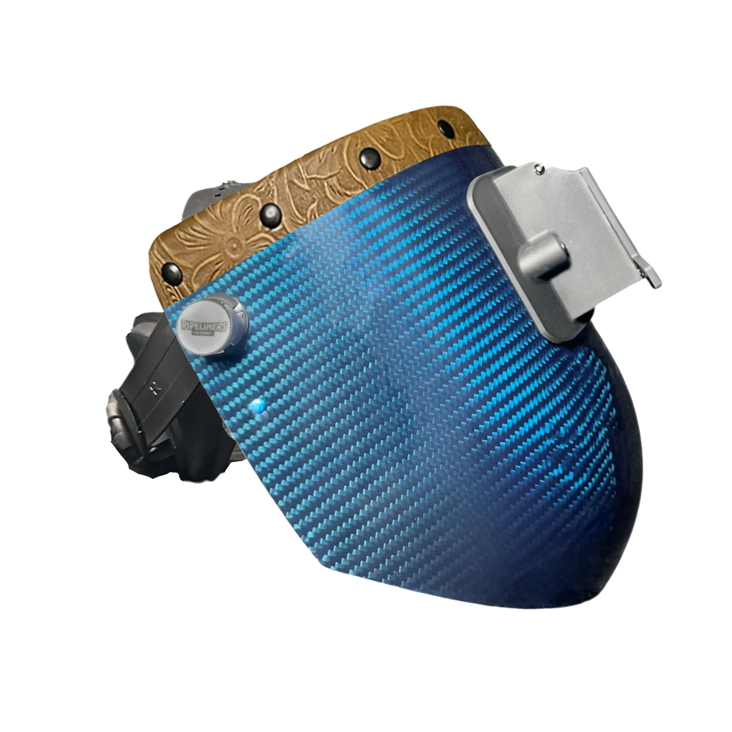 Candy Carbon Fiber Chopped Top Leather Welding Hood - Image 15