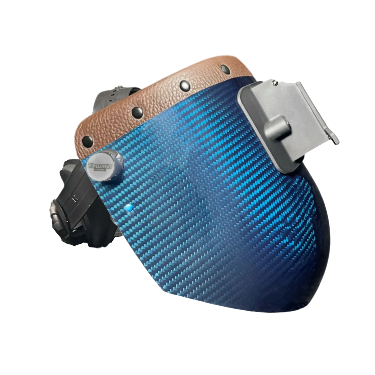 Candy Carbon Fiber Chopped Top Leather Welding Hood - Image 16