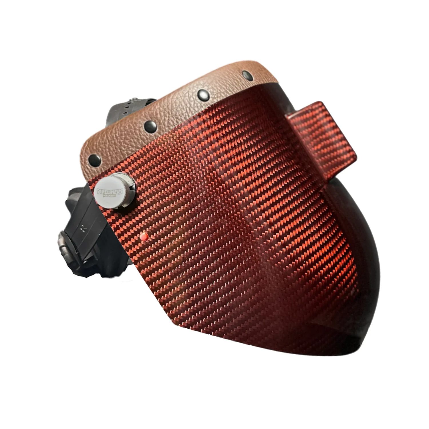 Candy Carbon Fiber Chopped Top Leather Welding Hood - Image 4