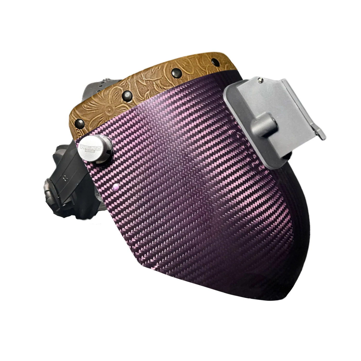 Candy Carbon Fiber Chopped Top Leather Welding Hood - Image 41