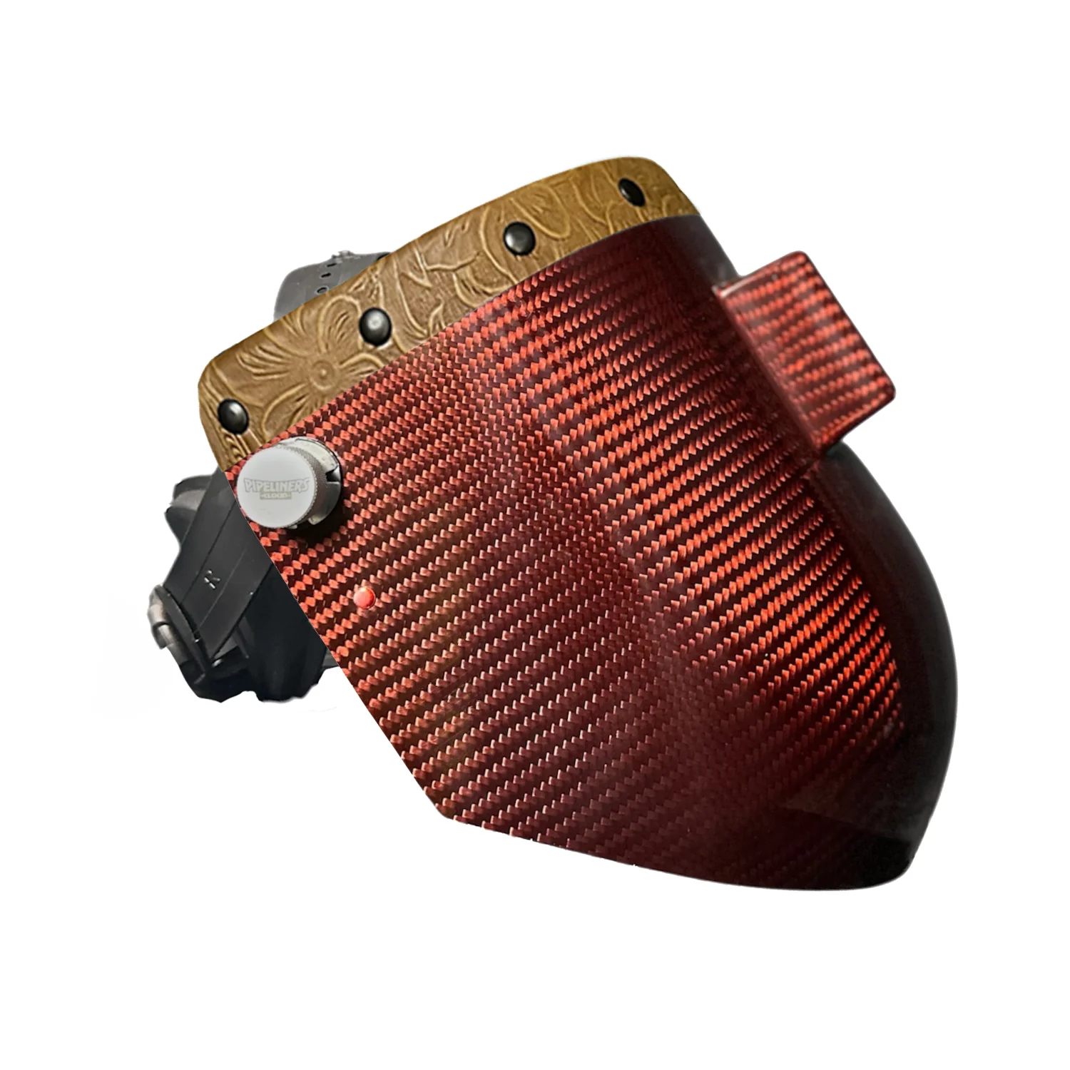 Candy Carbon Fiber Chopped Top Leather Welding Hood - Image 5