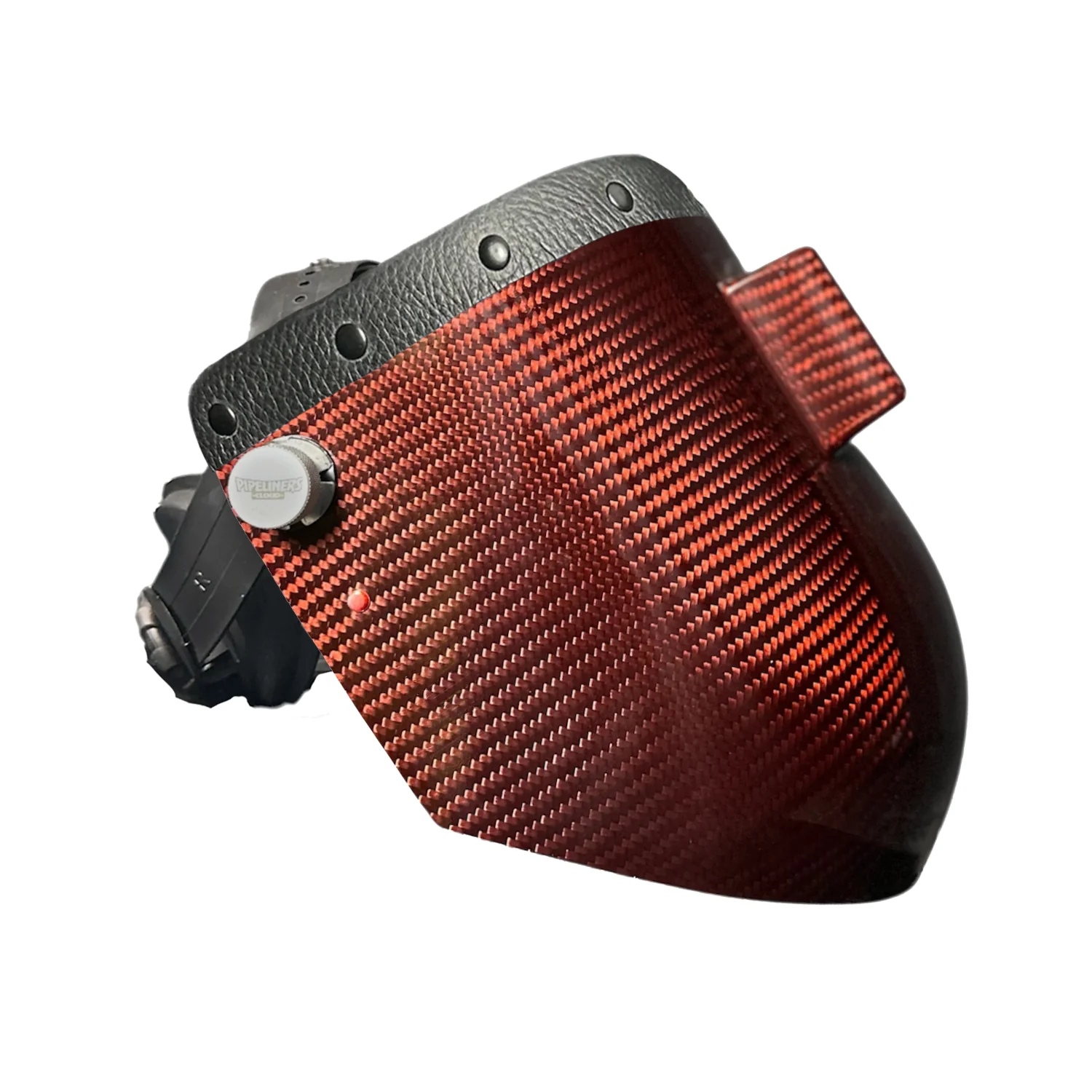 Candy Carbon Fiber Chopped Top Leather Welding Hood - Image 6