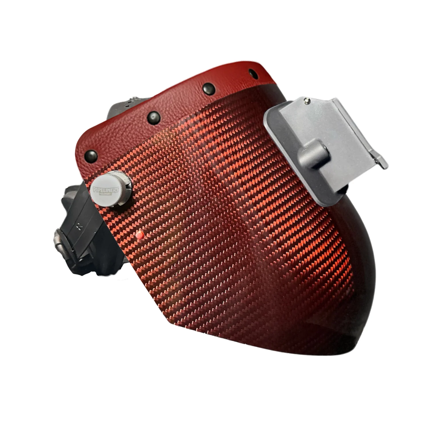 Candy Carbon Fiber Chopped Top Leather Welding Hood - Image 7