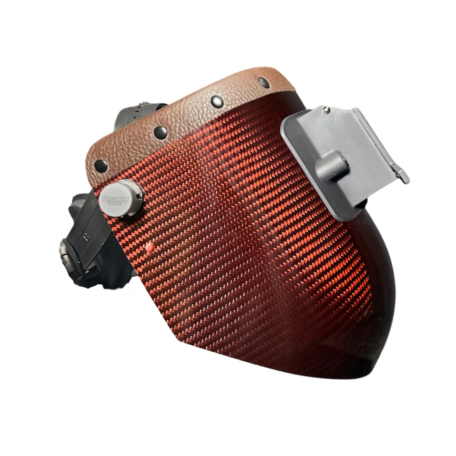 Candy Carbon Fiber Chopped Top Leather Welding Hood - Image 9