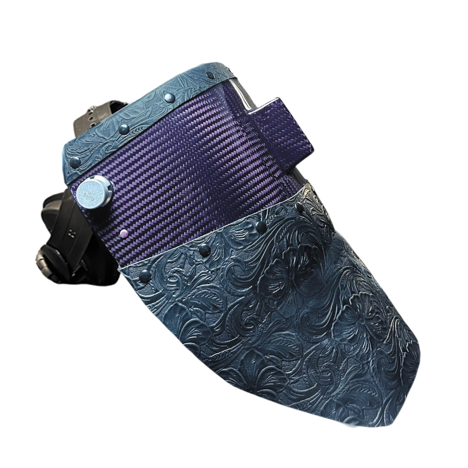 Candy Carbon Fiber Chopped Top & Bottom Leather Welding Hood - Image 16