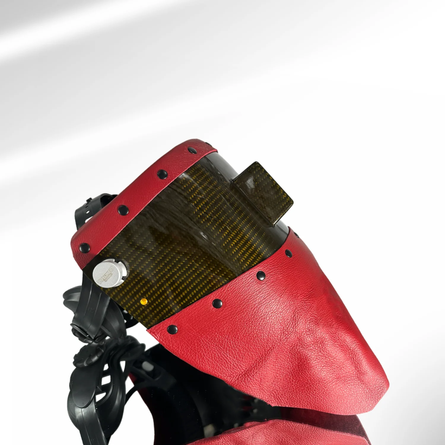 Candy Carbon Fiber Chopped Top & Bottom Leather Welding Hood - Image 18