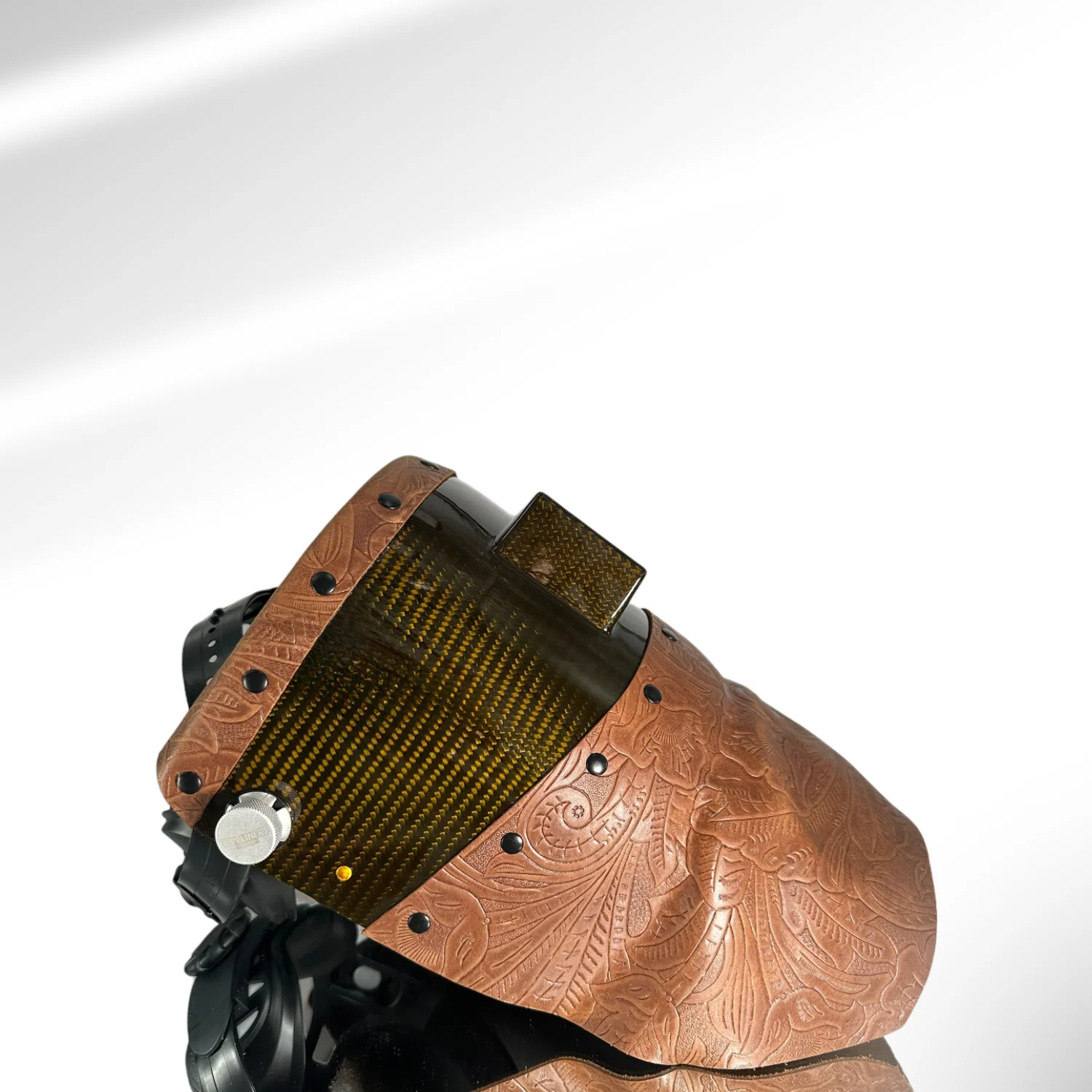 Candy Carbon Fiber Chopped Top & Bottom Leather Welding Hood - Image 19