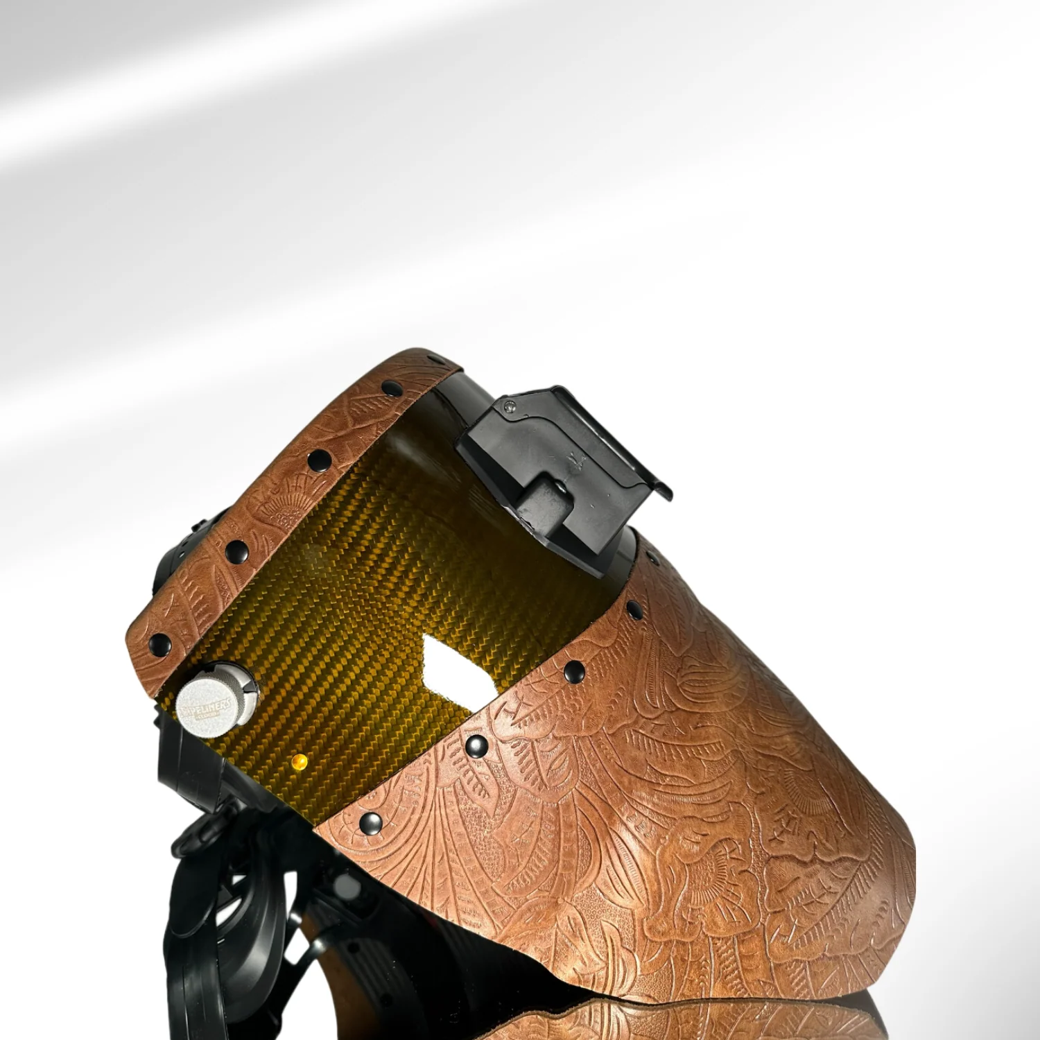 Candy Carbon Fiber Chopped Top & Bottom Leather Welding Hood - Image 21