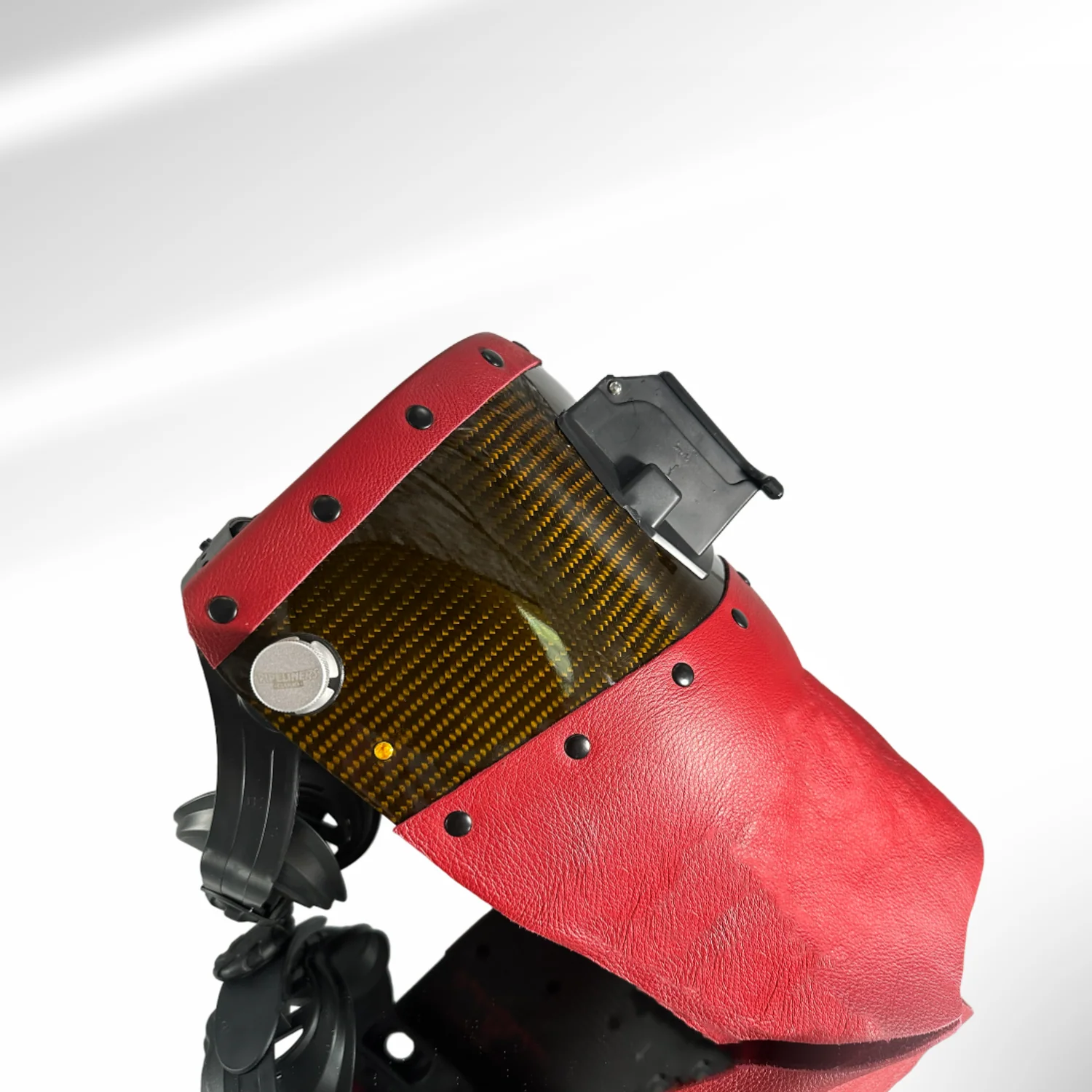 Candy Carbon Fiber Chopped Top & Bottom Leather Welding Hood - Image 24