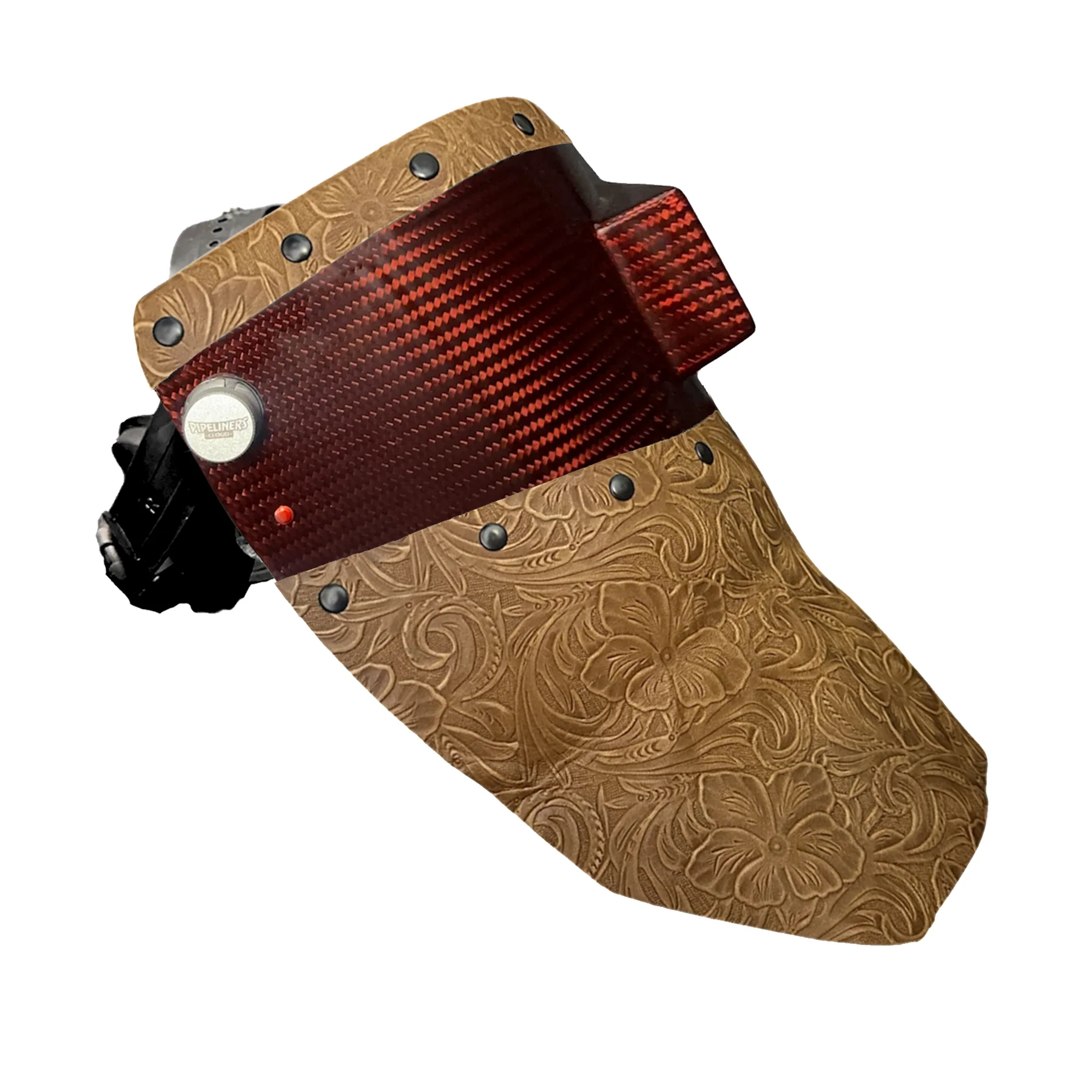 Candy Carbon Fiber Chopped Top & Bottom Leather Welding Hood - Image 4