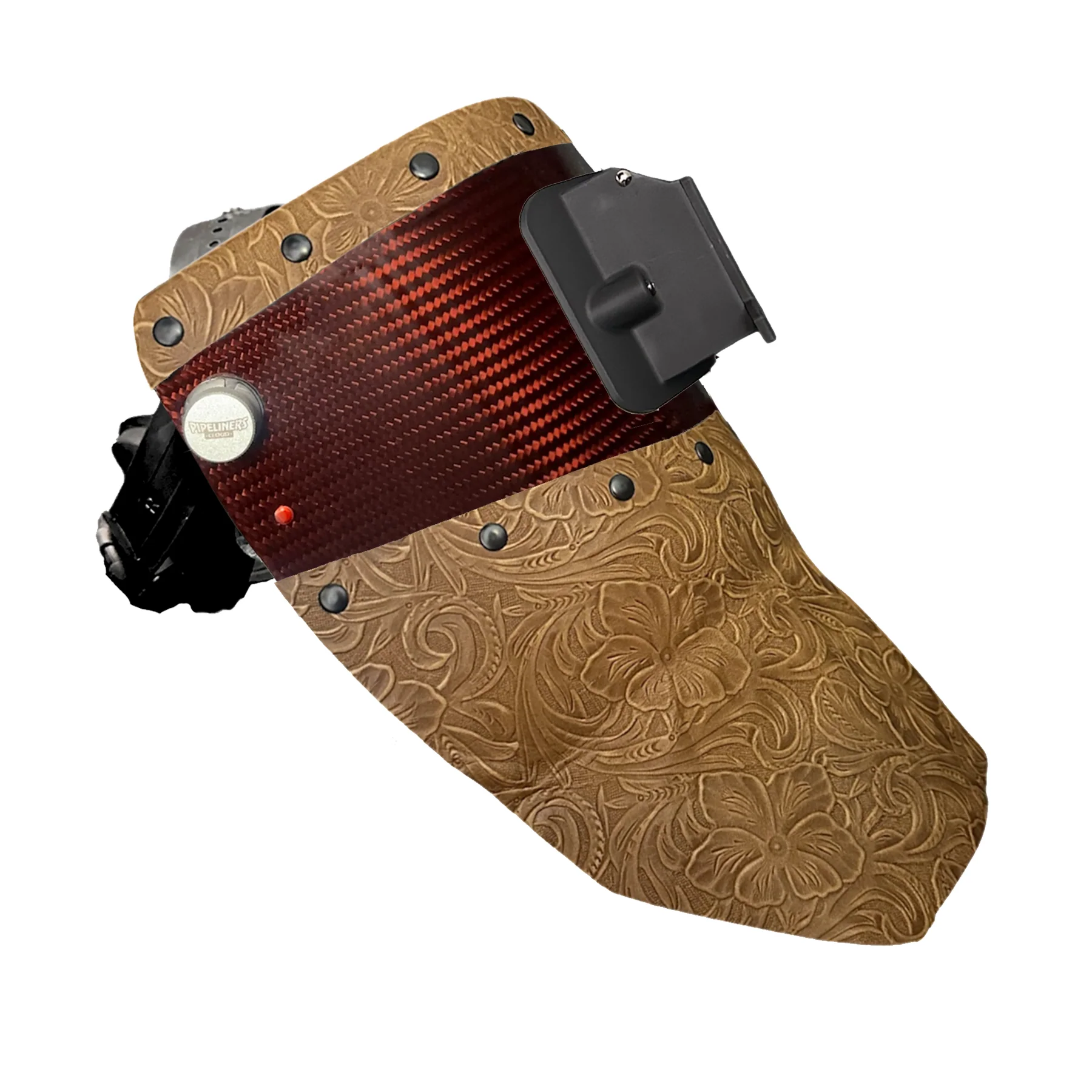 Candy Carbon Fiber Chopped Top & Bottom Leather Welding Hood - Image 5