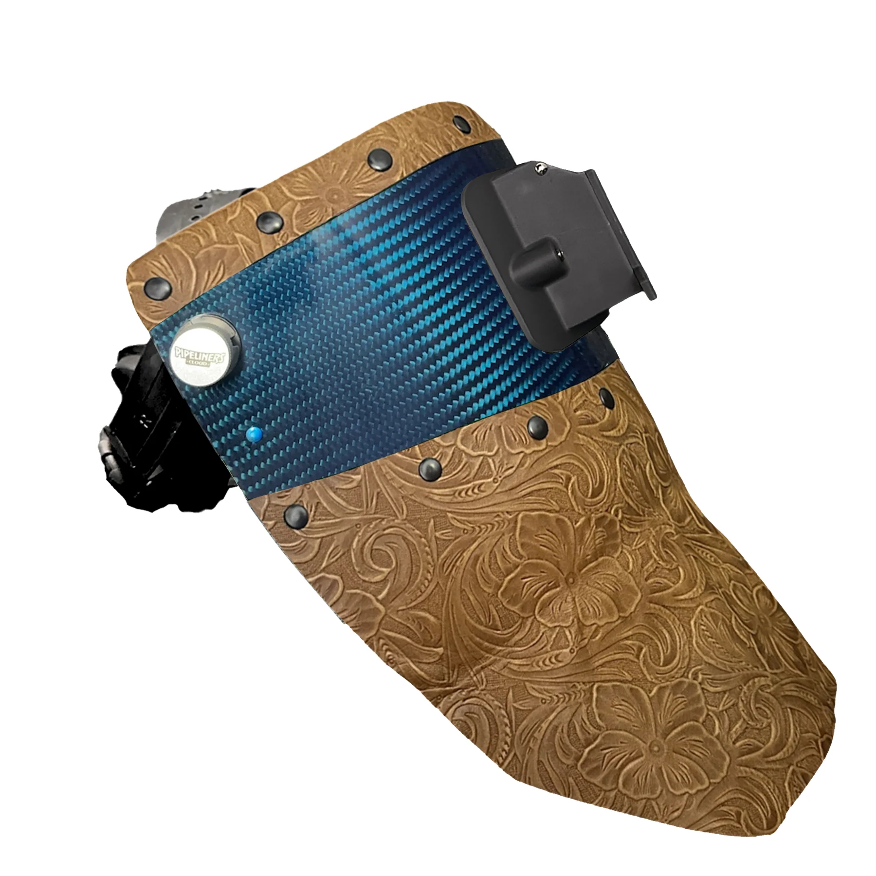 Candy Carbon Fiber Chopped Top & Bottom Leather Welding Hood - Image 8