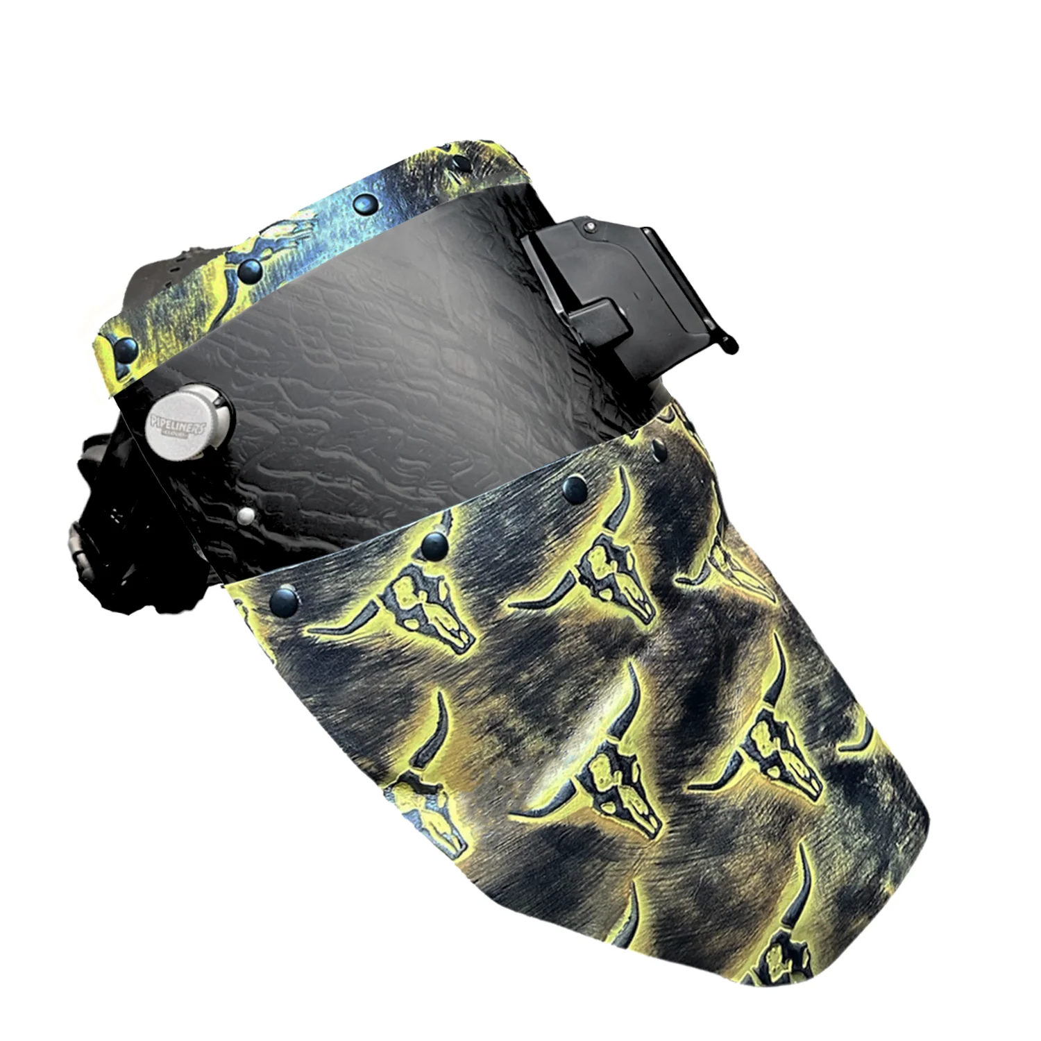 Corn Silk Carbon Fiber Chopped Top & Bottom Leather Welding Hood - Image 3